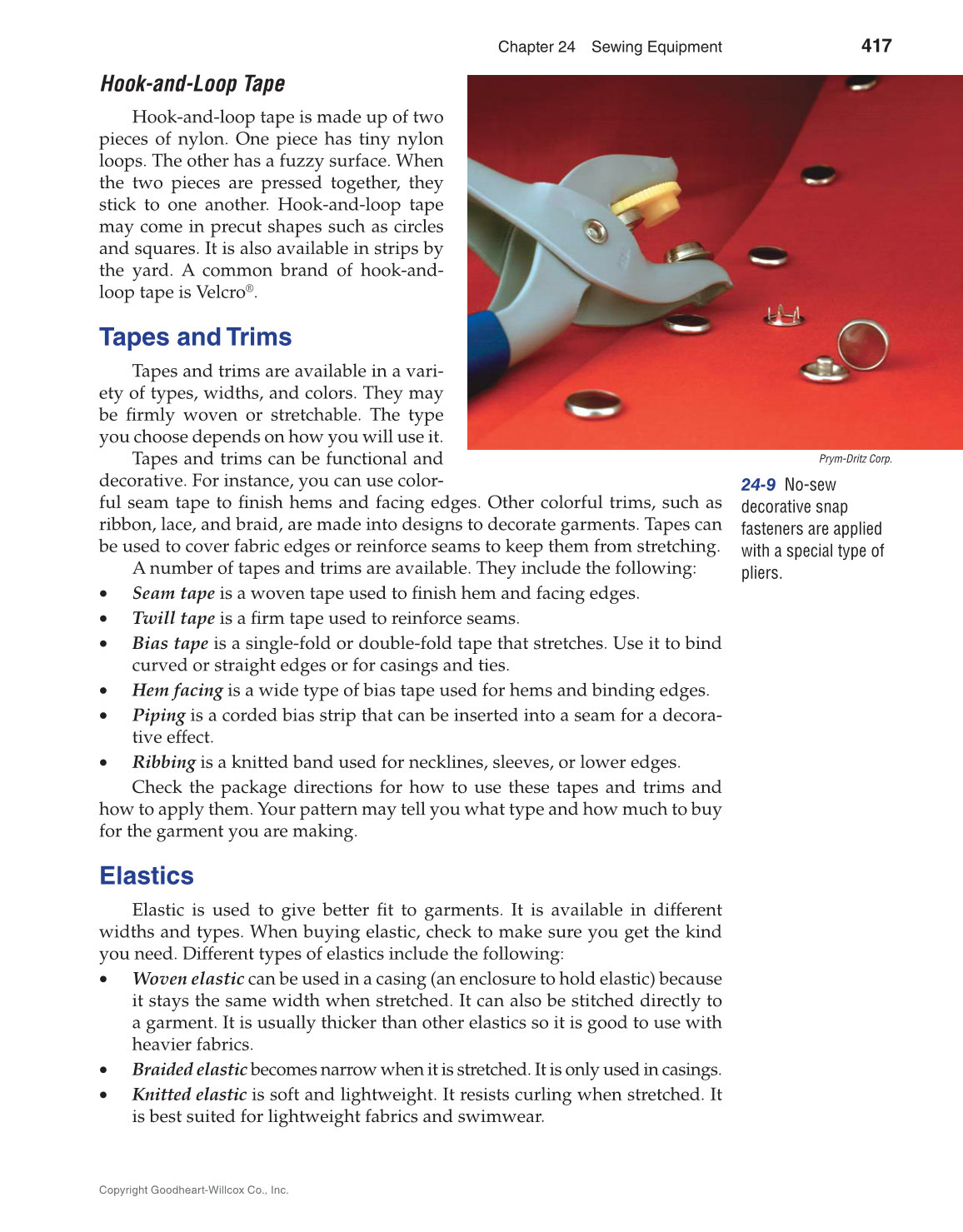 Apparel: Design, Textiles & Construction, 11th Edition page 417