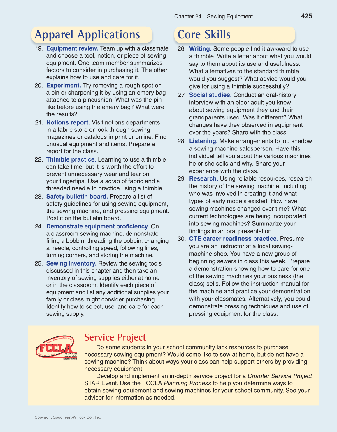 Apparel: Design, Textiles & Construction, 11th Edition page 425