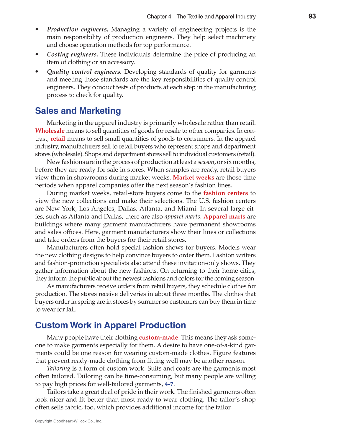 Apparel: Design, Textiles & Construction, 11th Edition page 93