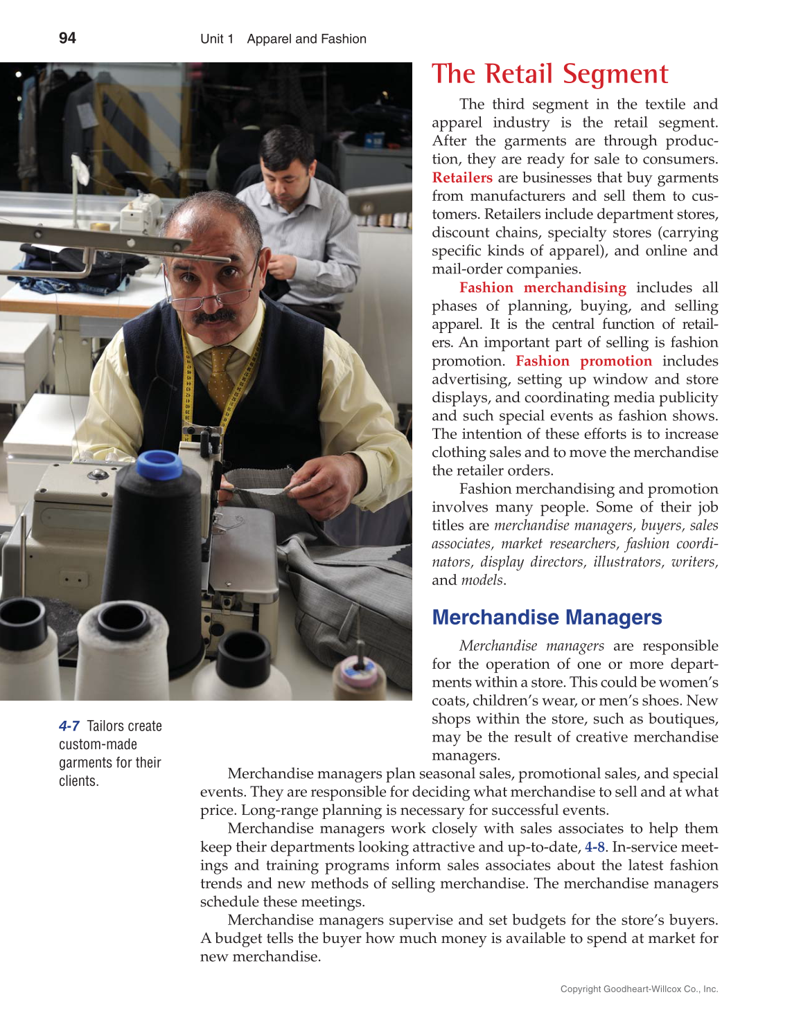 Apparel: Design, Textiles & Construction, 11th Edition page 94