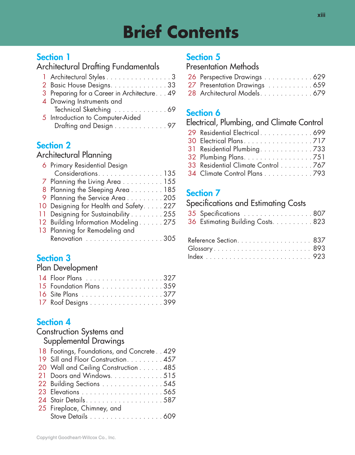 Architecture: Residential Drafting and Design, 12th Edition page xiii
