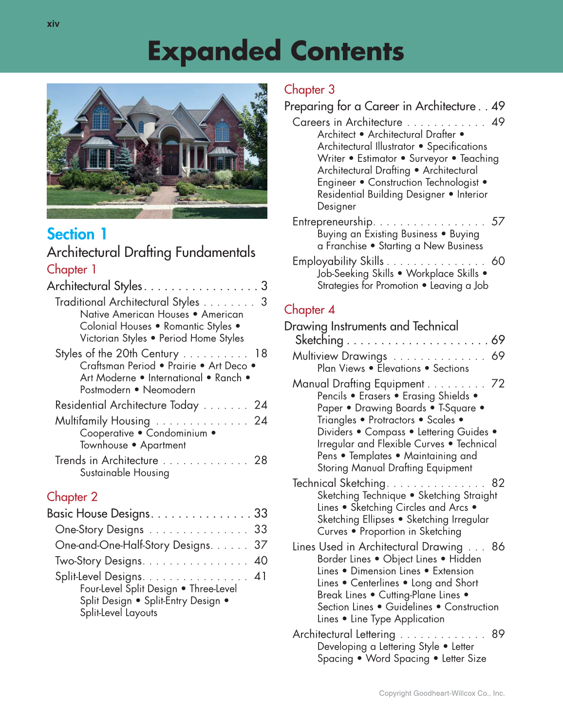 Architecture: Residential Drafting and Design, 12th Edition page xiv