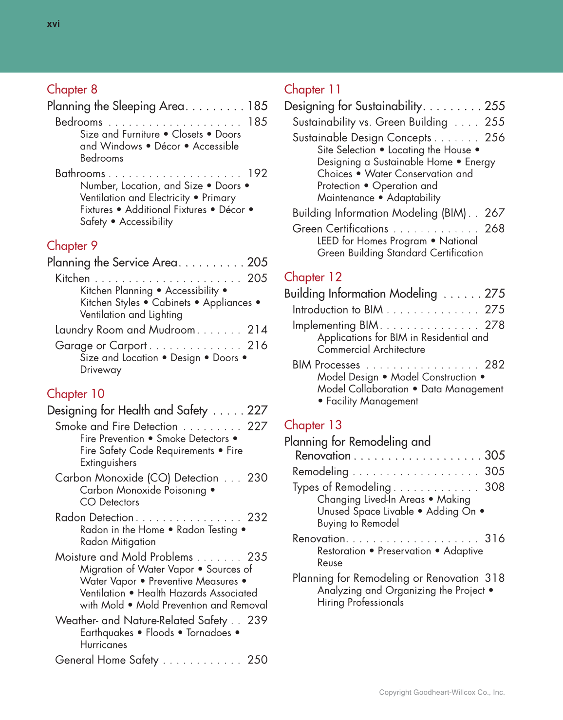 Architecture: Residential Drafting and Design, 12th Edition page xvi