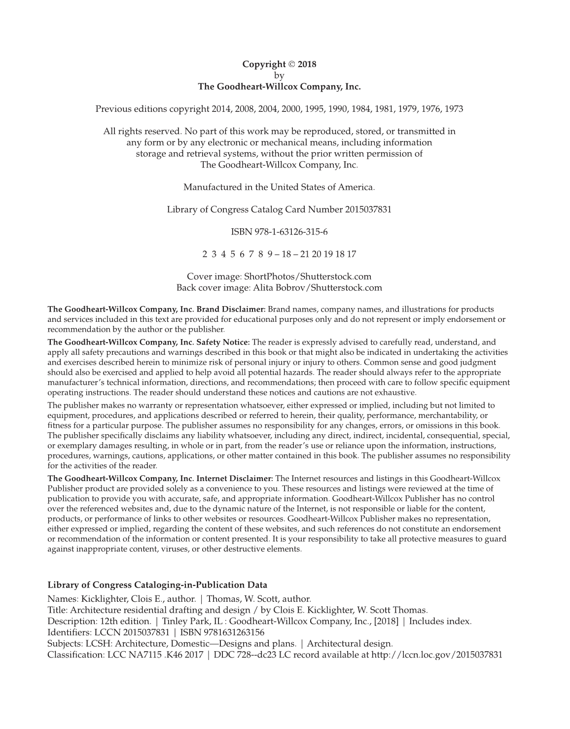 Architecture: Residential Drafting and Design, 12th Edition page ii