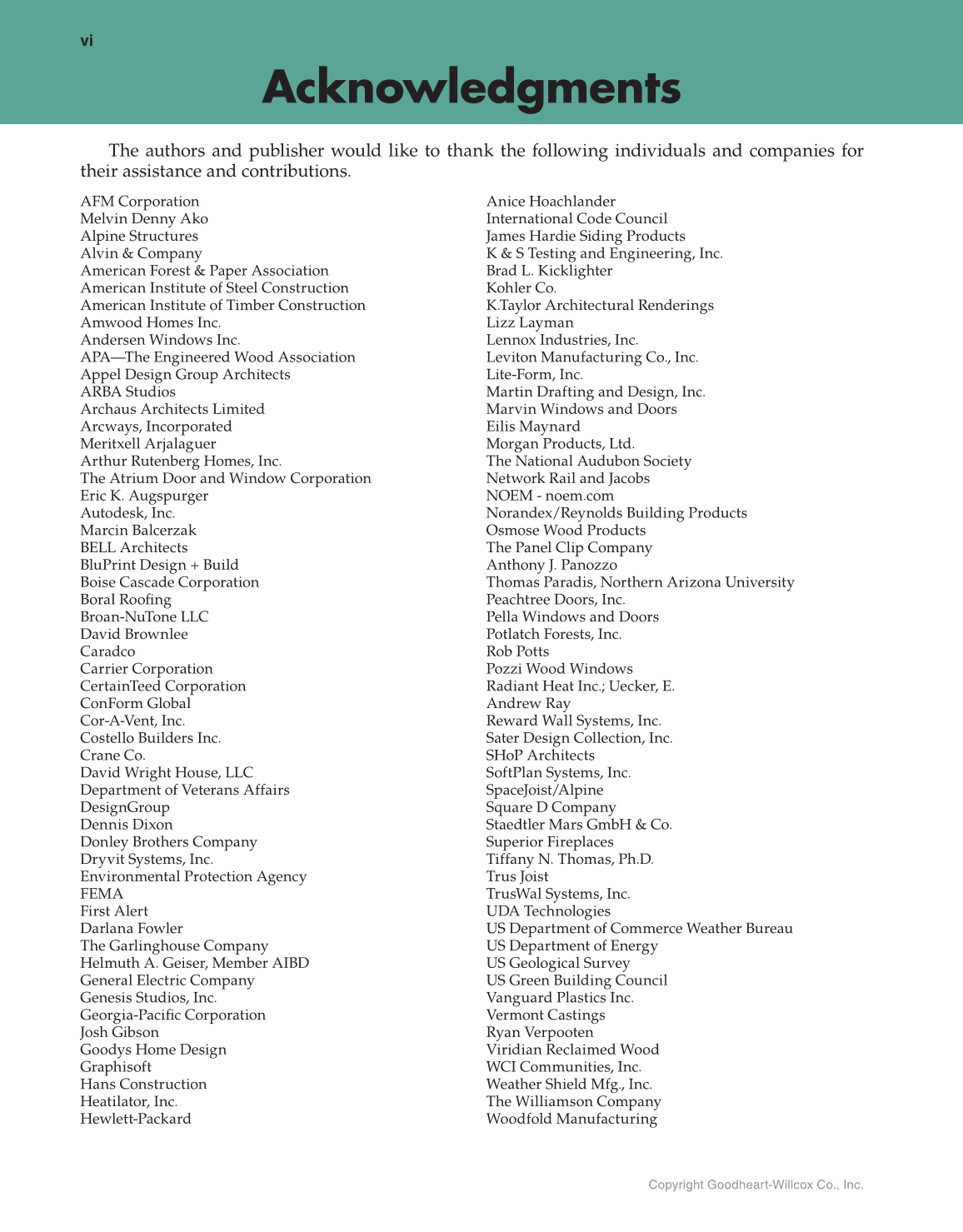 Architecture: Residential Drafting and Design, 12th Edition page vi