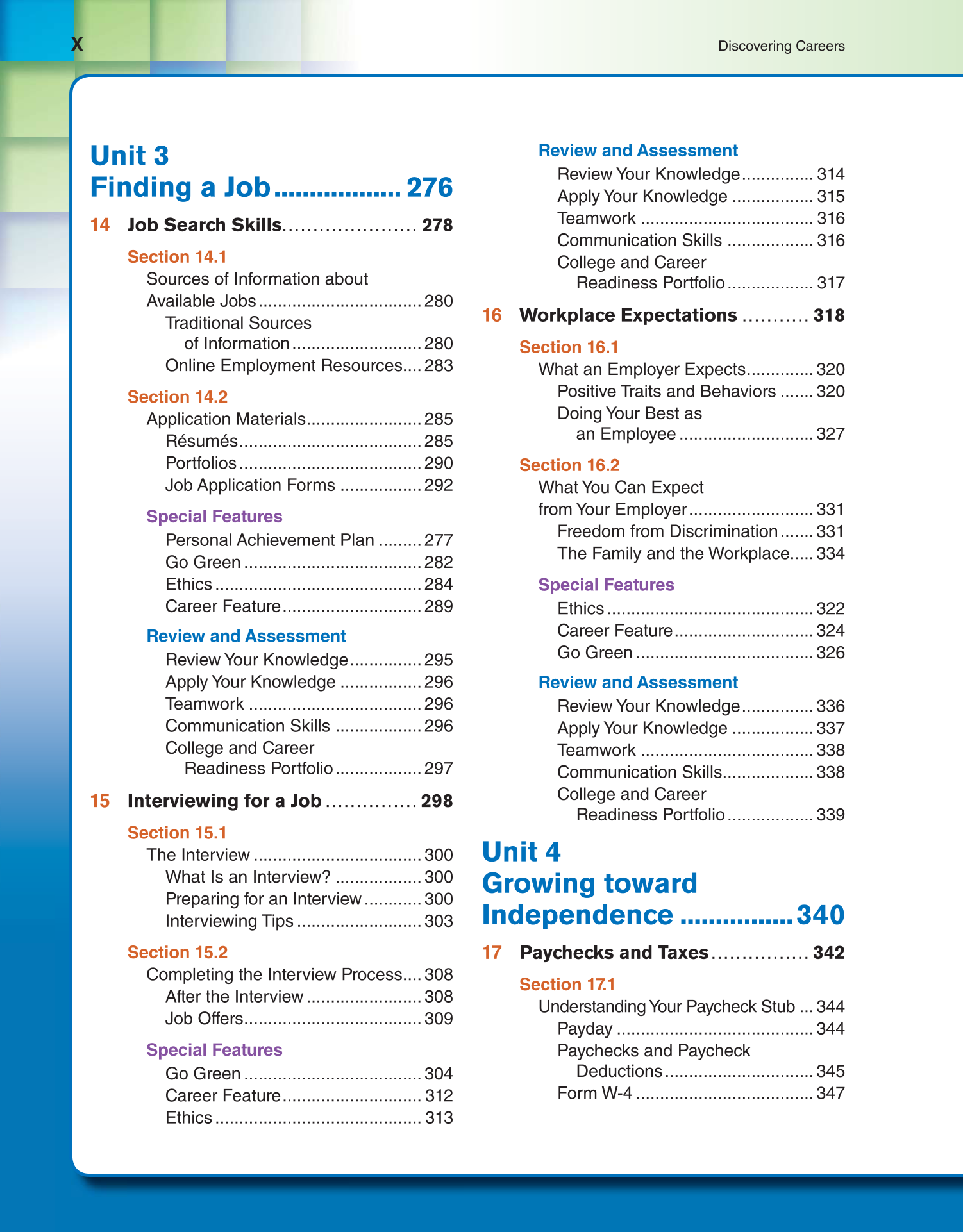 Discovering Careers, 9th Edition page X