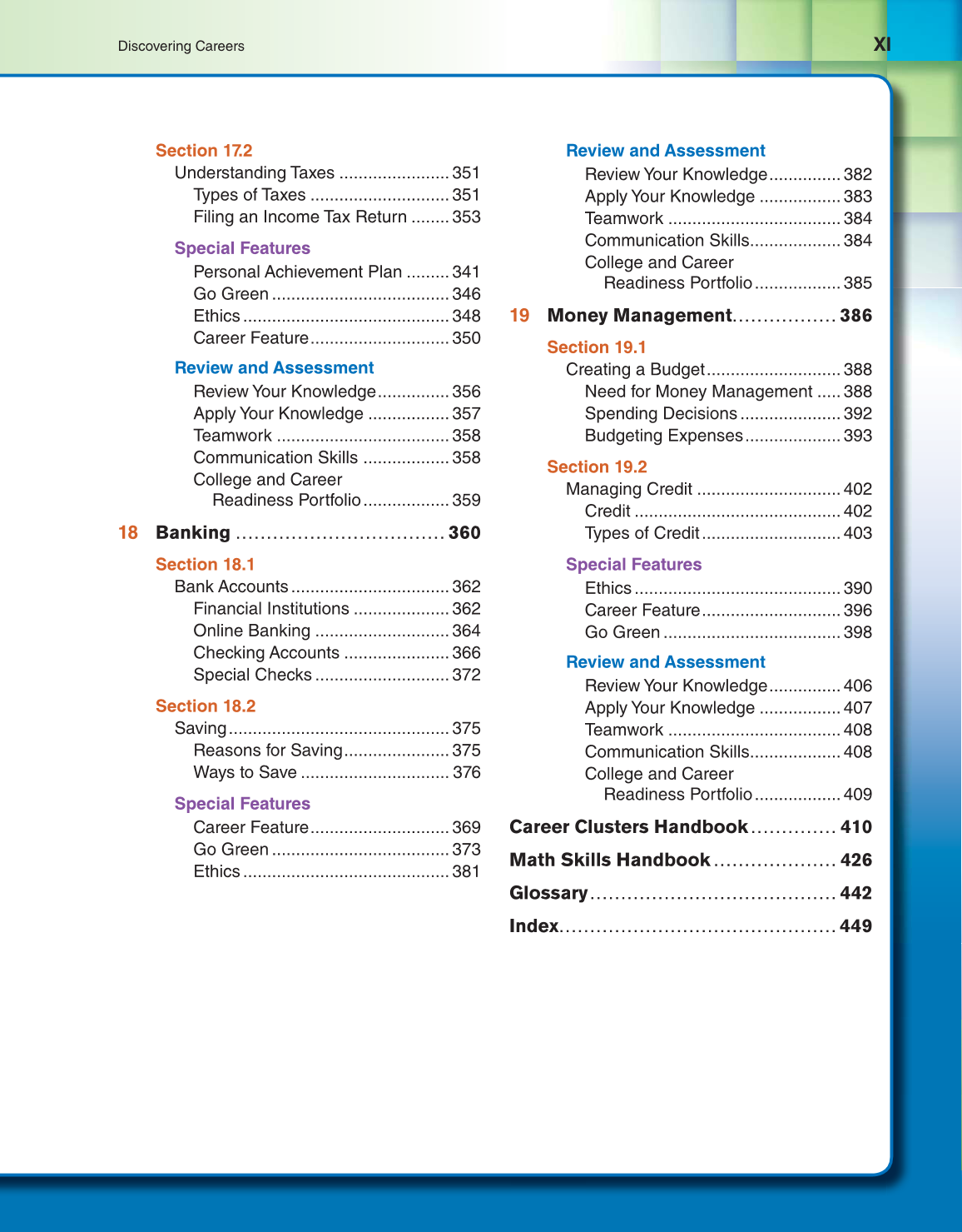 Discovering Careers, 9th Edition page XI