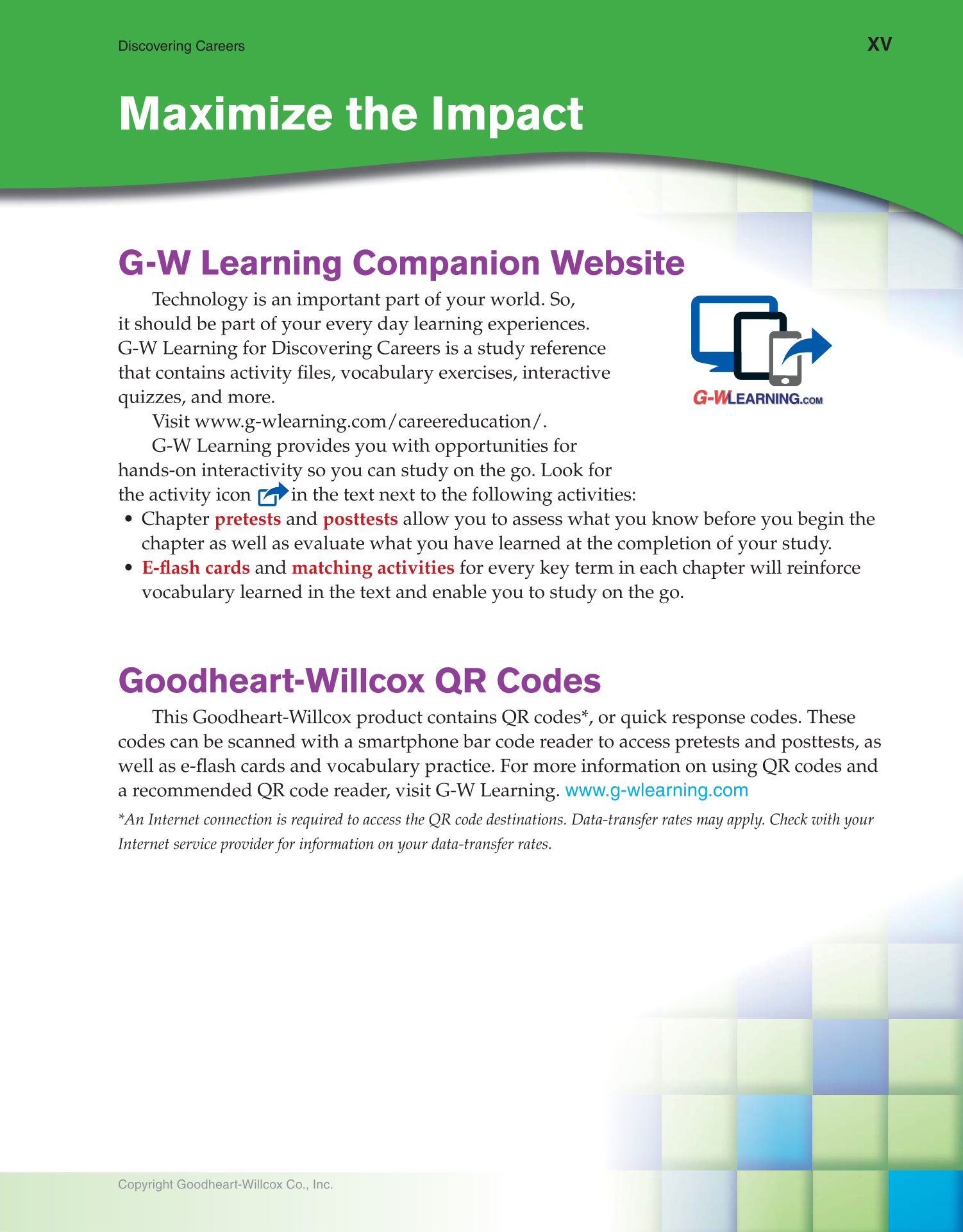 Discovering Careers, 9th Edition page XV