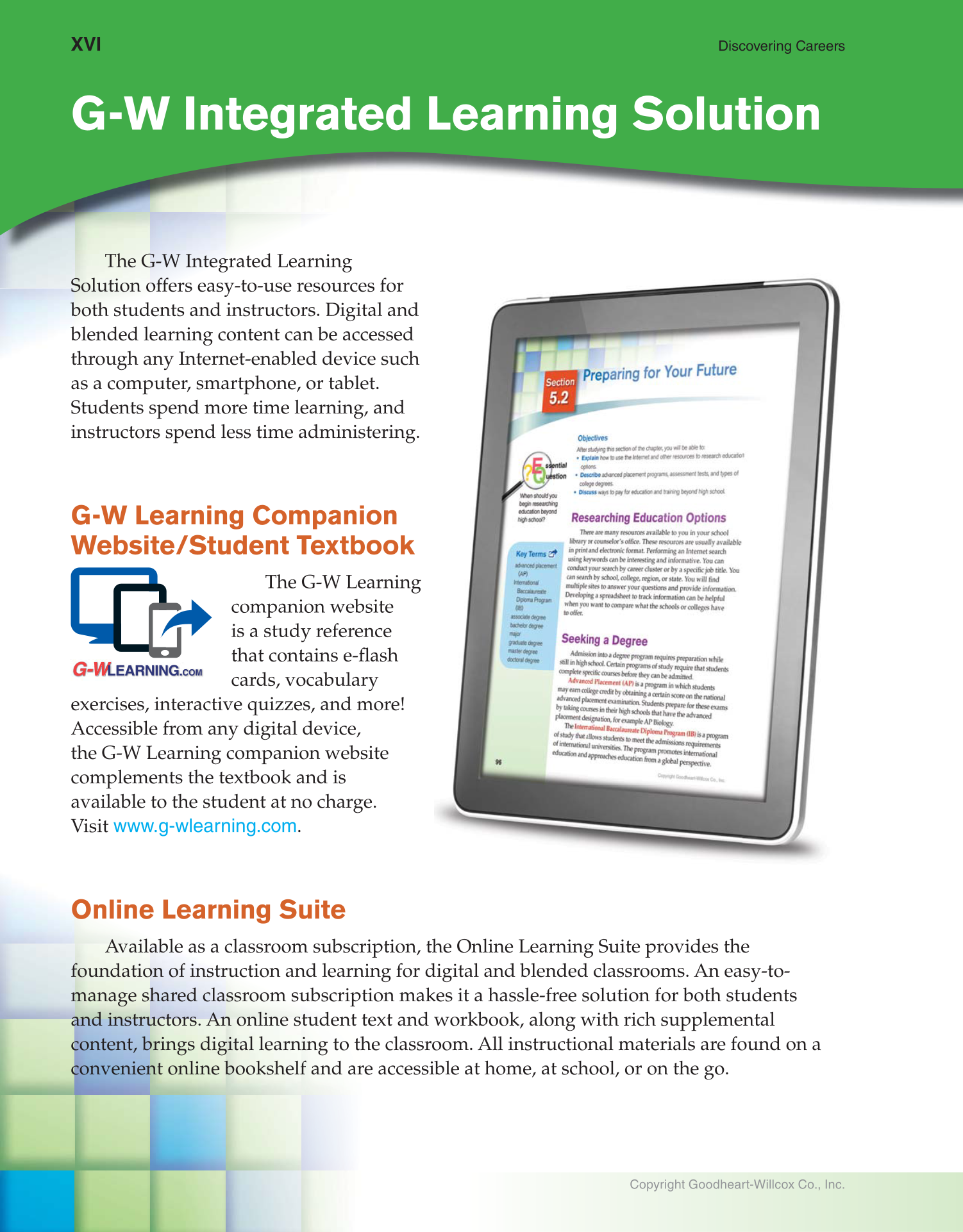 Discovering Careers, 9th Edition page XVI