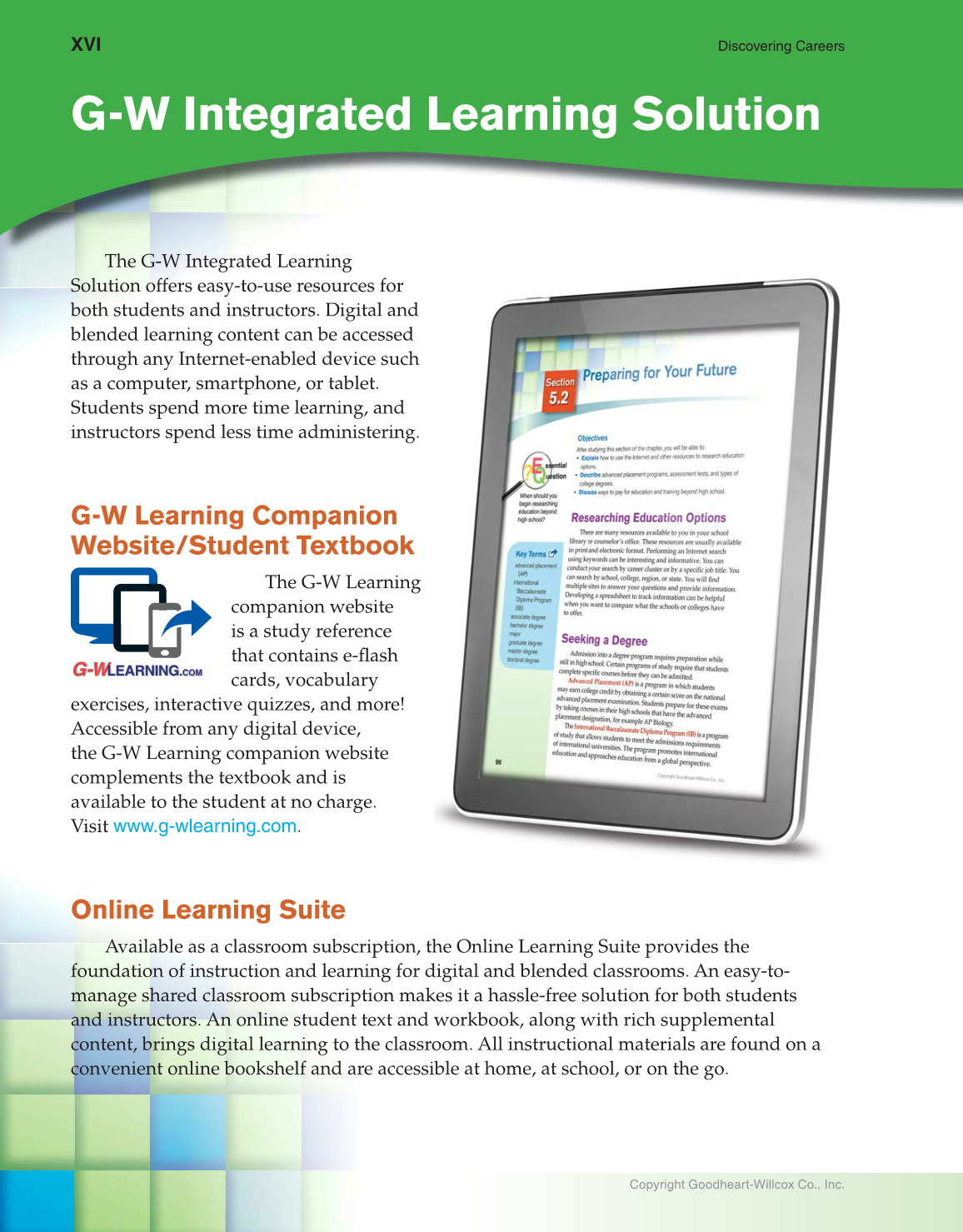 Discovering Careers, 9th Edition page XVI