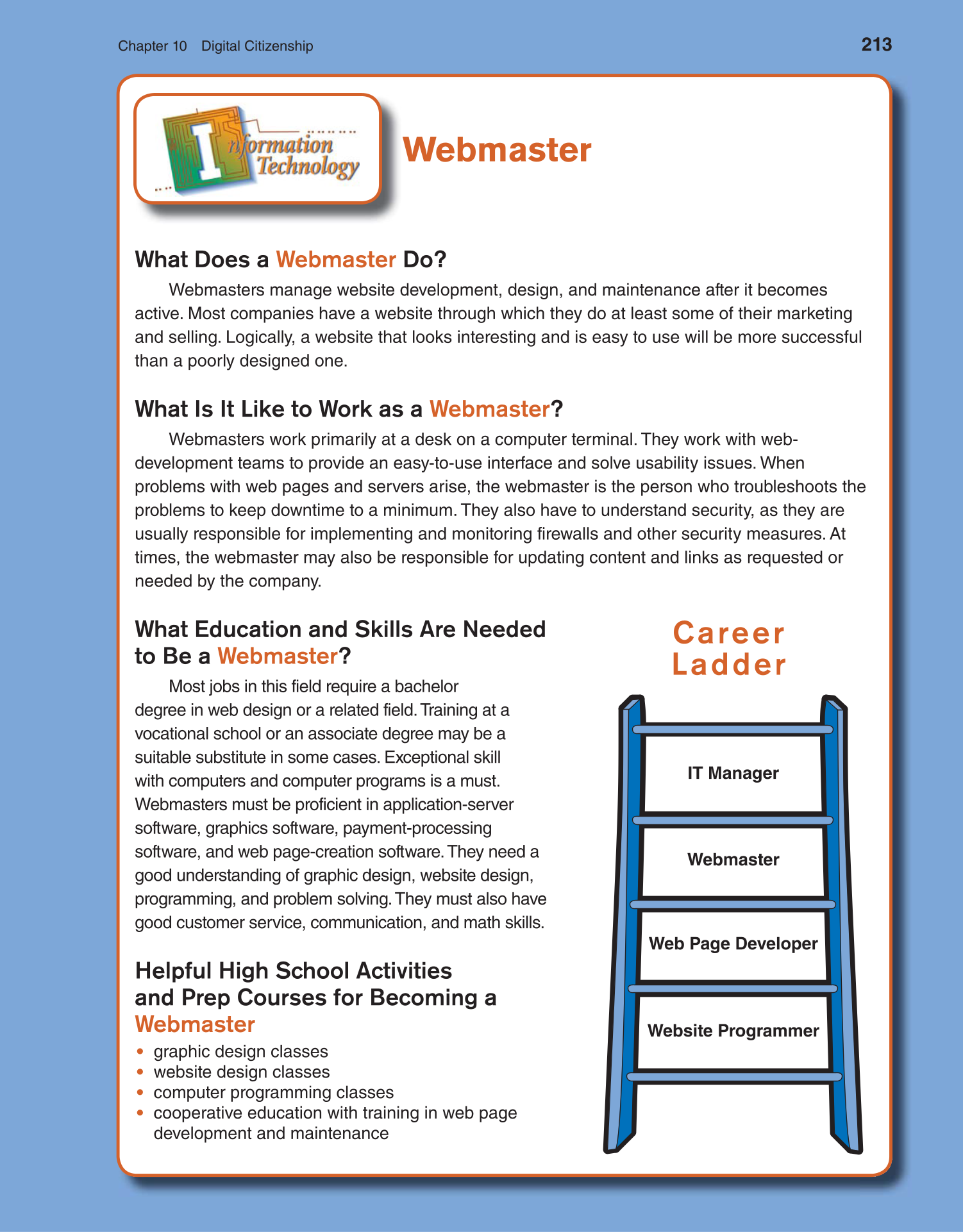 Discovering Careers, 9th Edition page 213