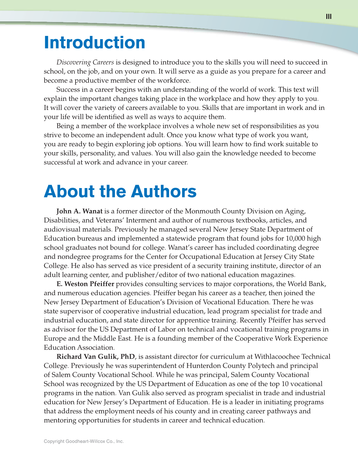 Discovering Careers, 9th Edition page III