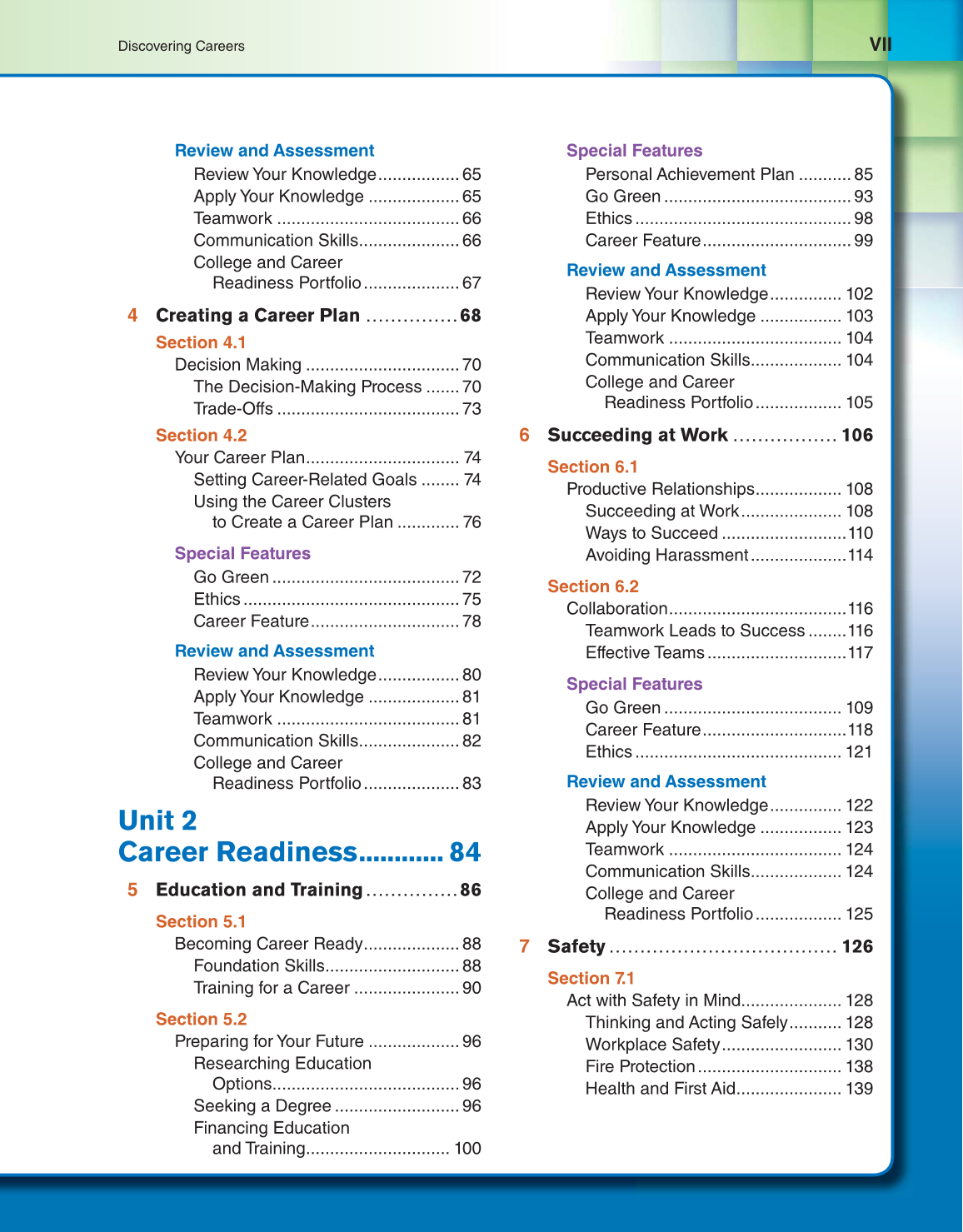 Discovering Careers, 9th Edition page VII