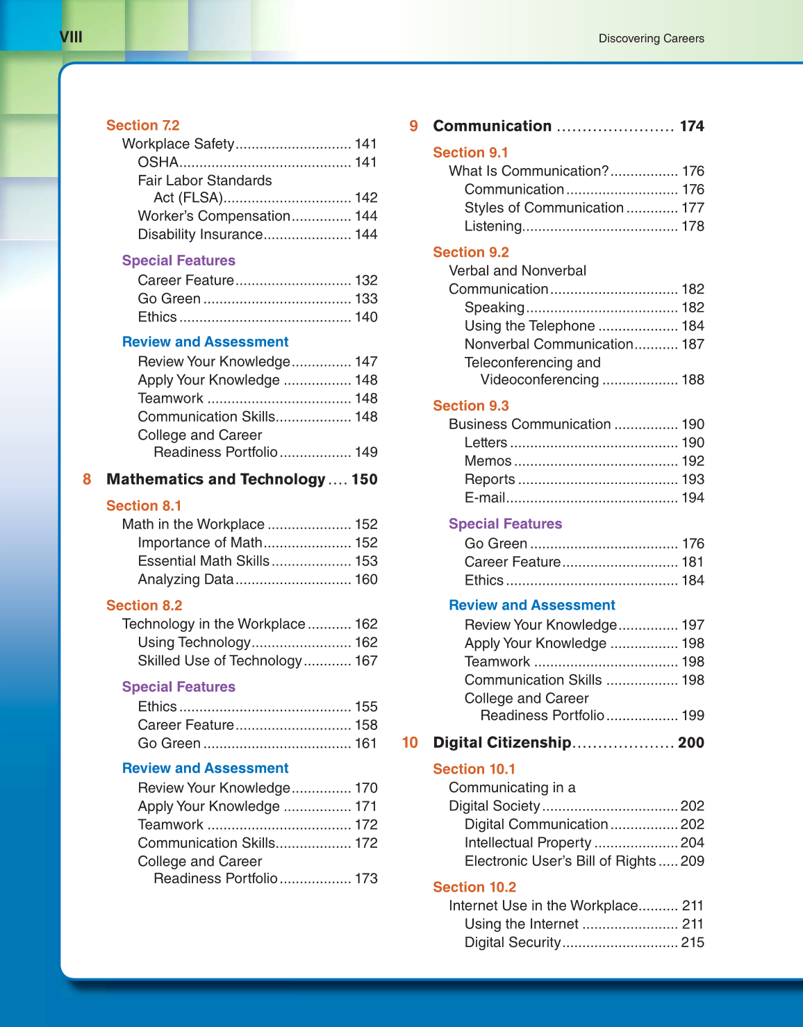Discovering Careers, 9th Edition page VIII