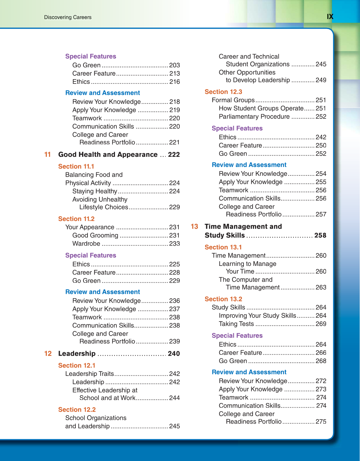 Discovering Careers, 9th Edition page IX