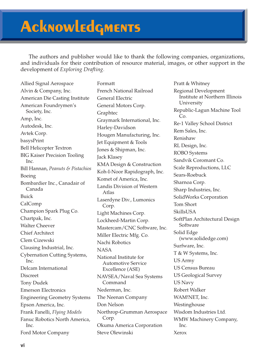 Exploring Drafting, 12th Edition page vi