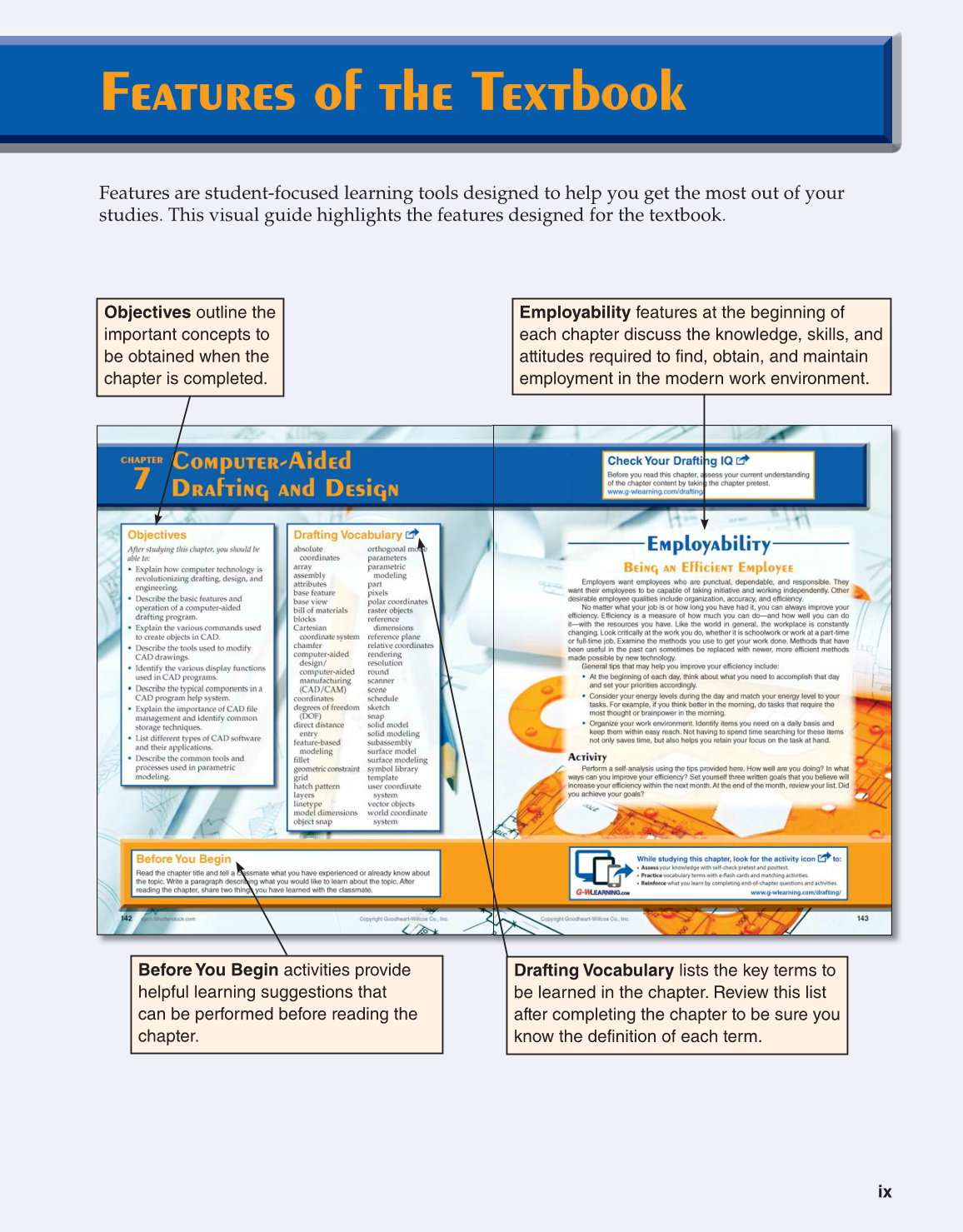 Exploring Drafting, 12th Edition page ix