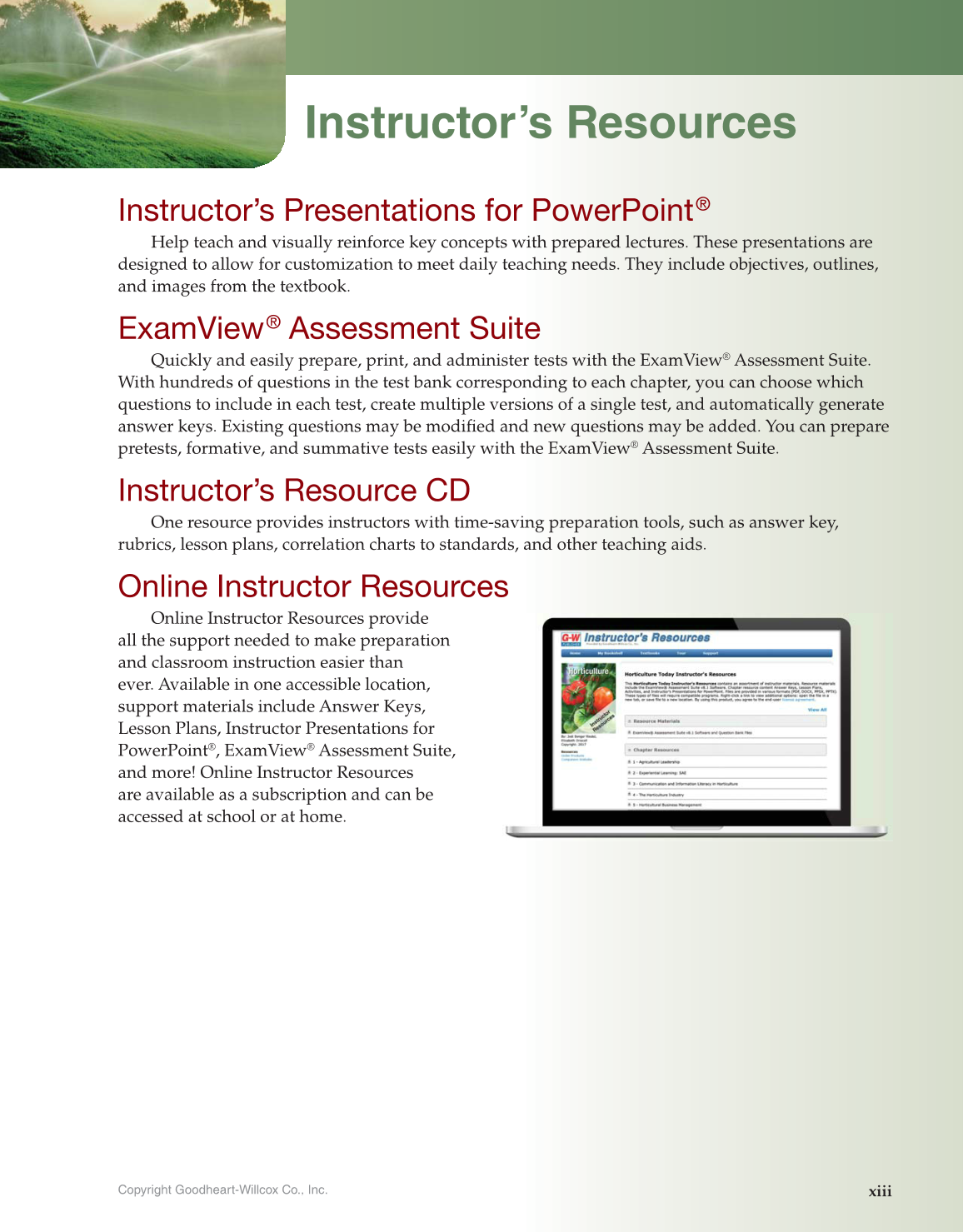 Horticulture Today, 1st Edition page xiii