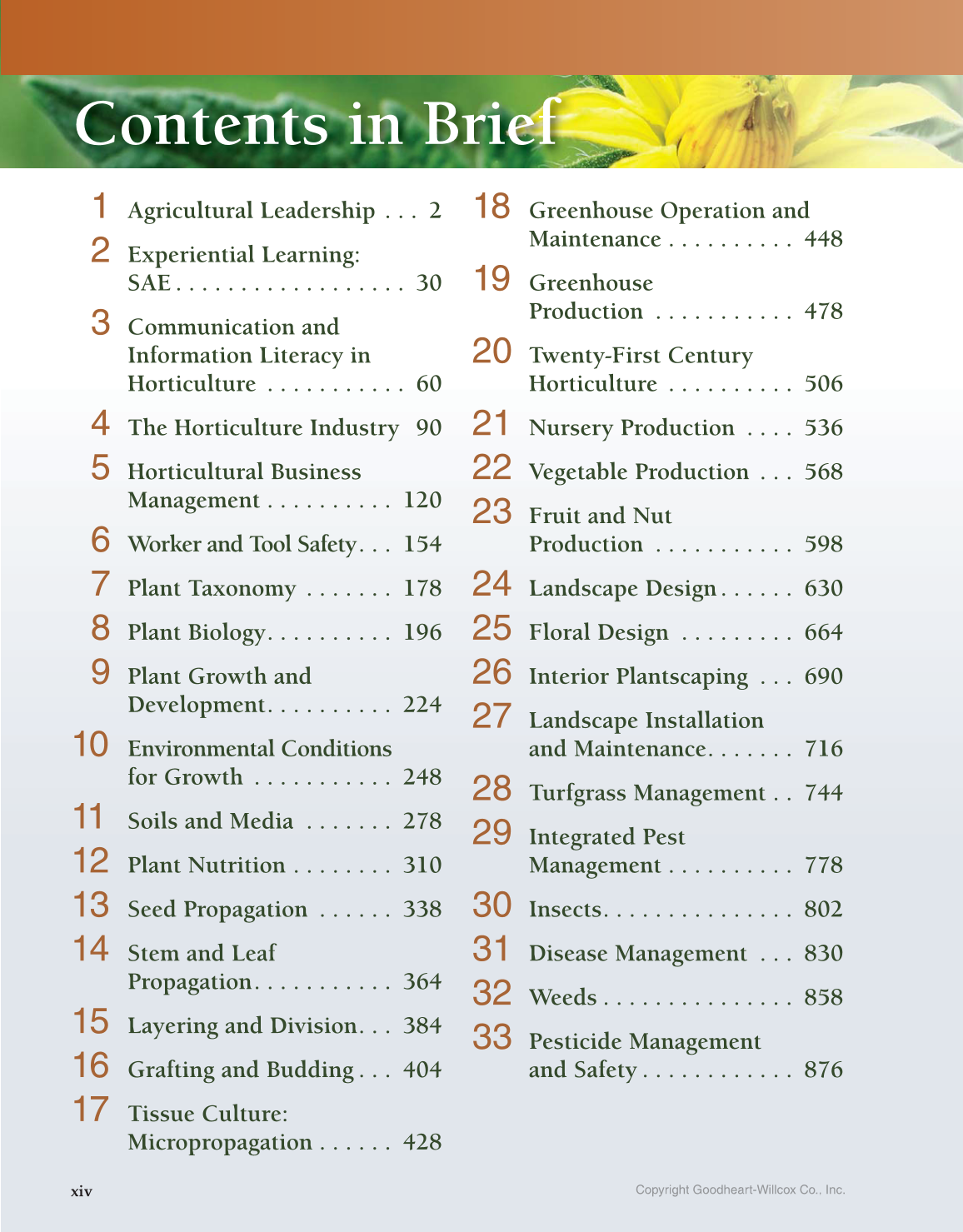 Horticulture Today, 1st Edition page xiv