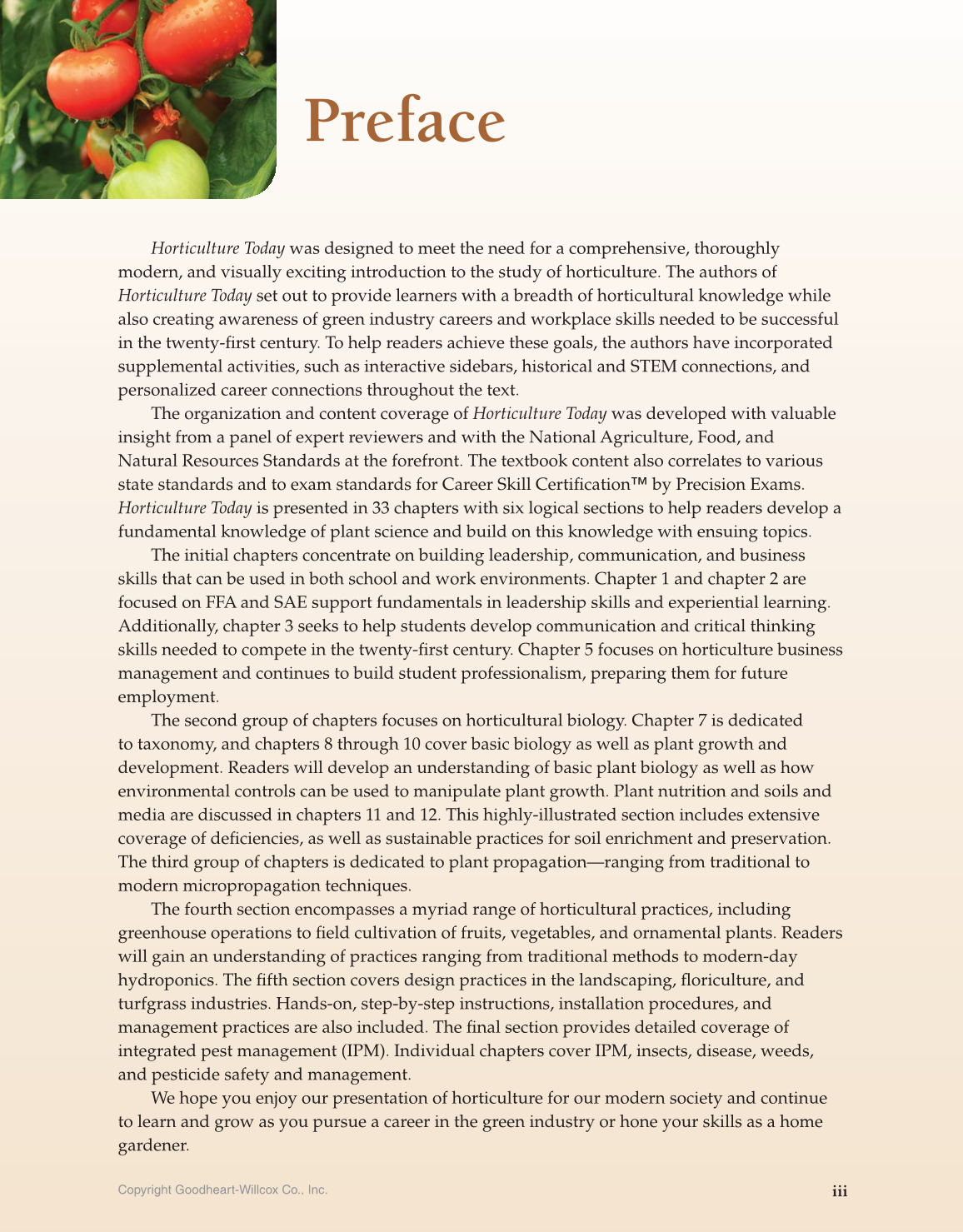 Horticulture Today, 1st Edition page iii