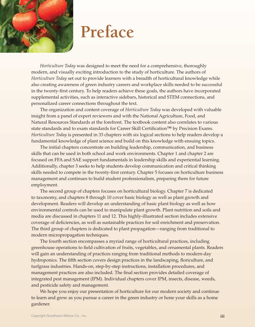 Horticulture Today, 1st Edition page iii