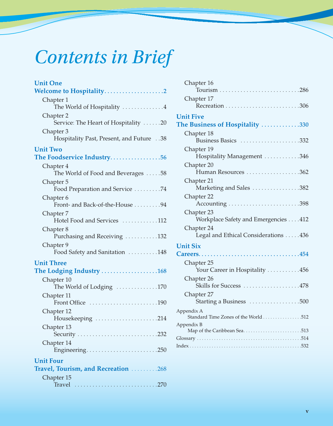 Hospitality Services, 4th Edition page v