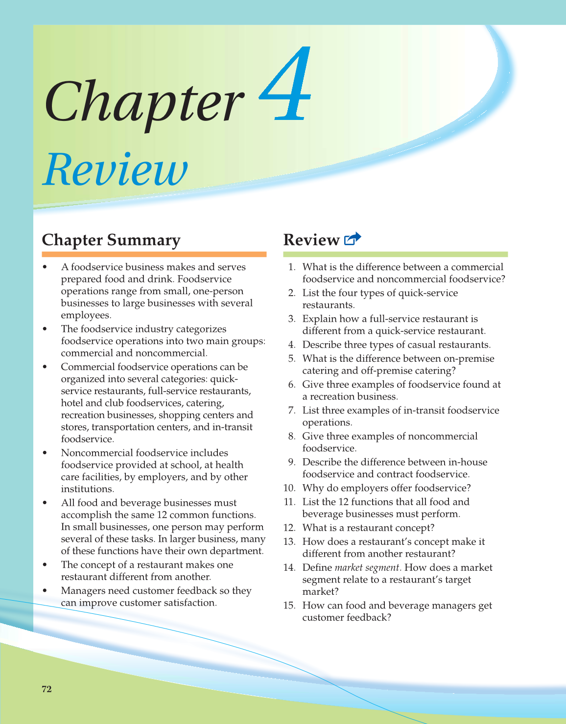 Hospitality Services, 4th Edition page 72