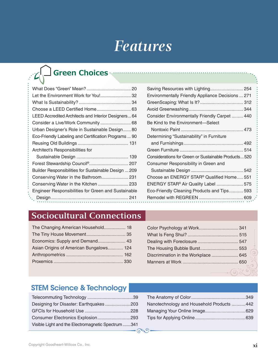Housing and Interior Design, 11th Edition page xi