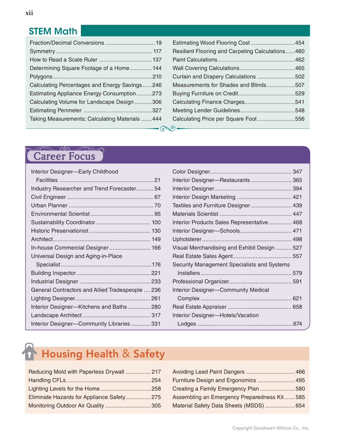 Housing and Interior Design, 11th Edition page xii