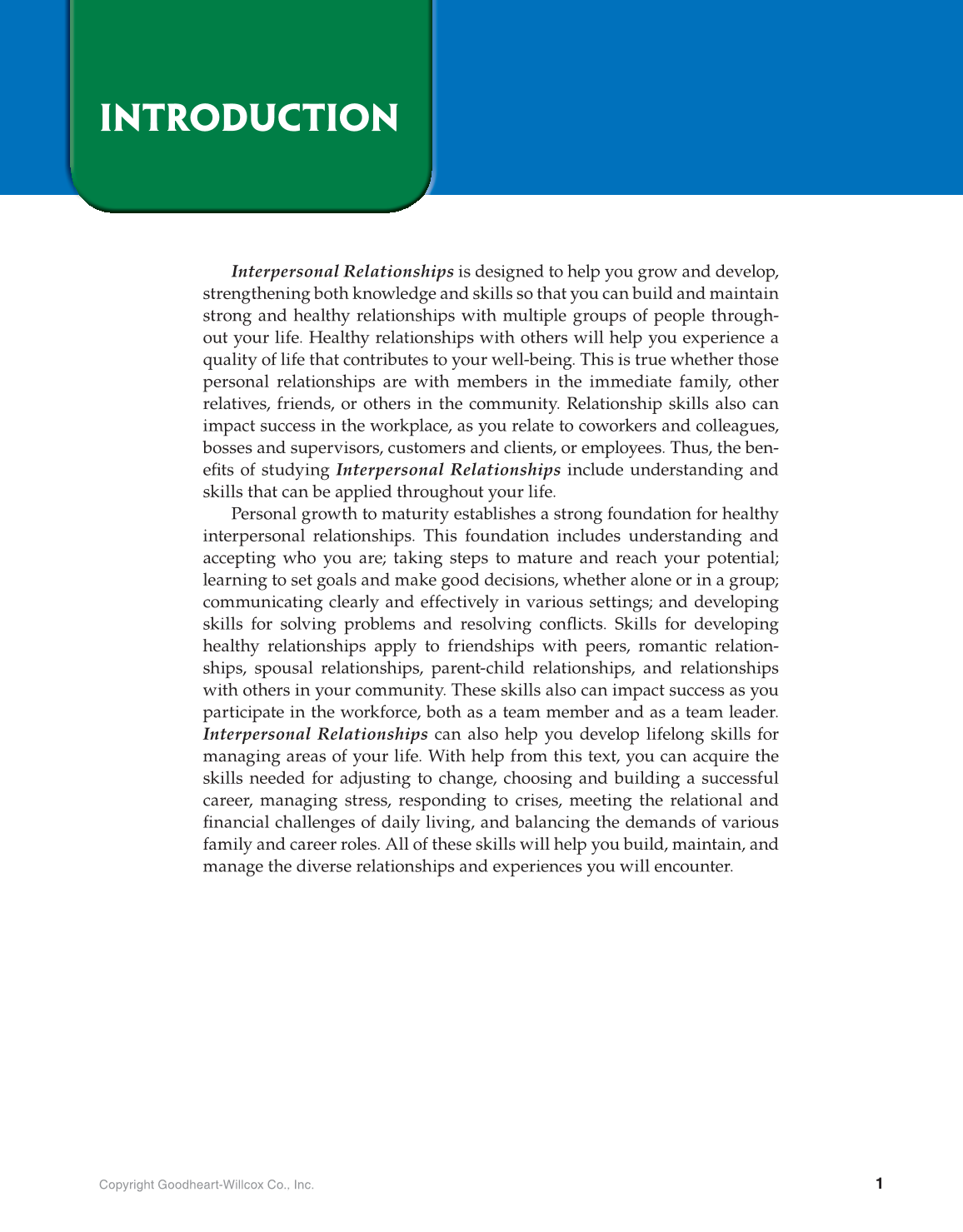 Interpersonal Relationships, 1st Edition page 1