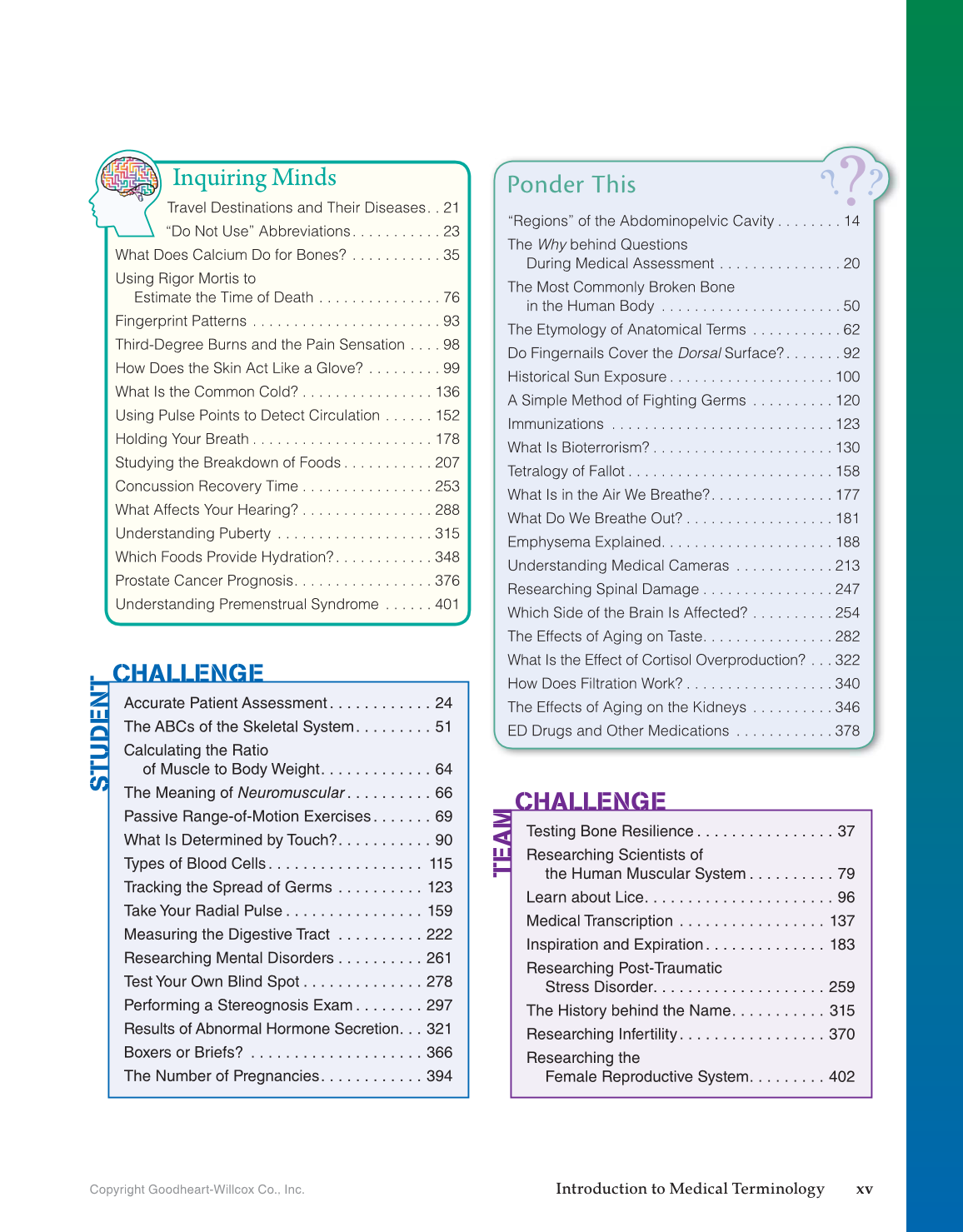 Introduction to Medical Terminology, 1st Edition page xv