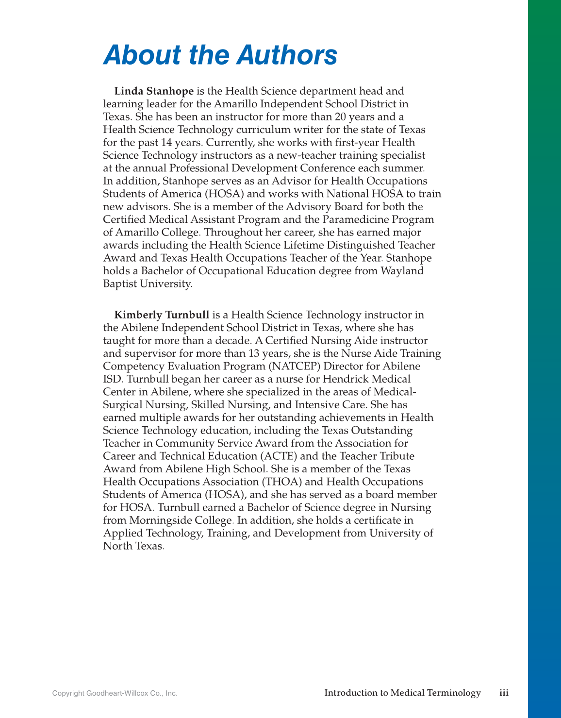 Introduction to Medical Terminology, 1st Edition page iii