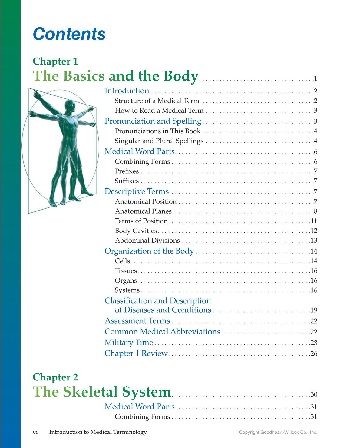 Introduction to Medical Terminology, 1st Edition page vi