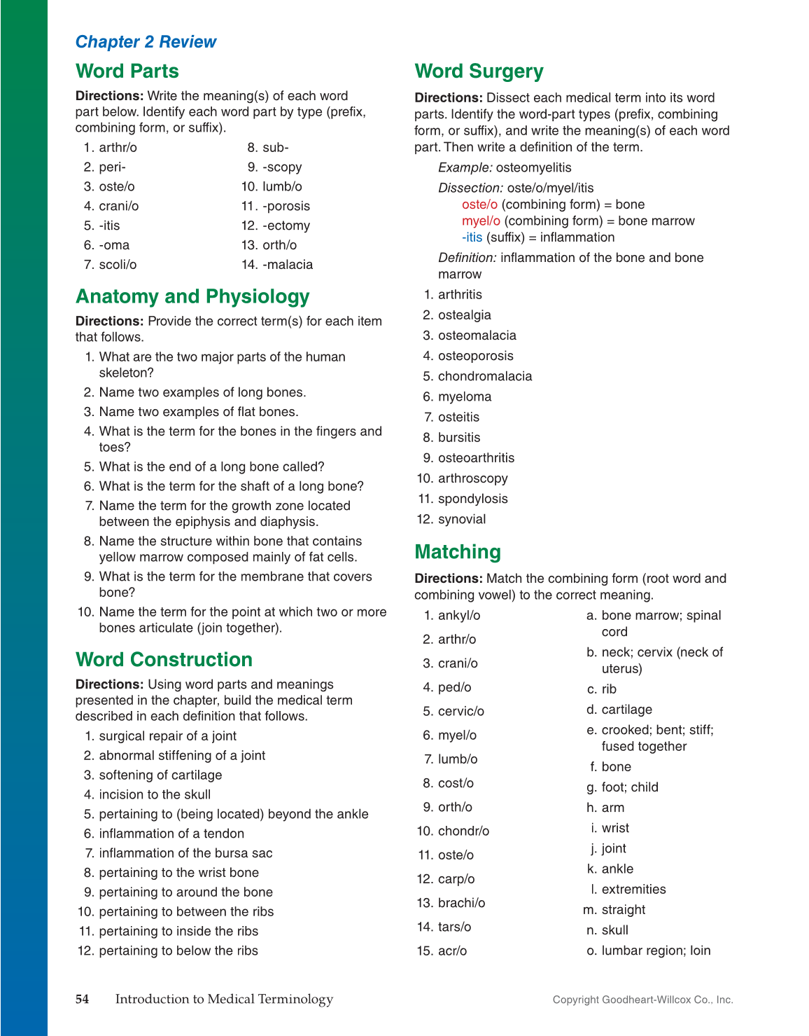 Introduction to Medical Terminology, 1st Edition page 54