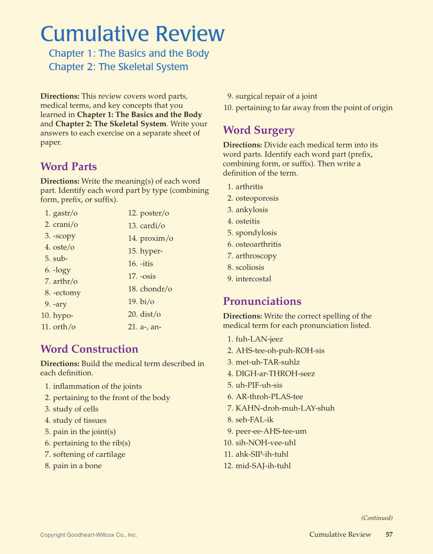 Introduction to Medical Terminology, 1st Edition page 57