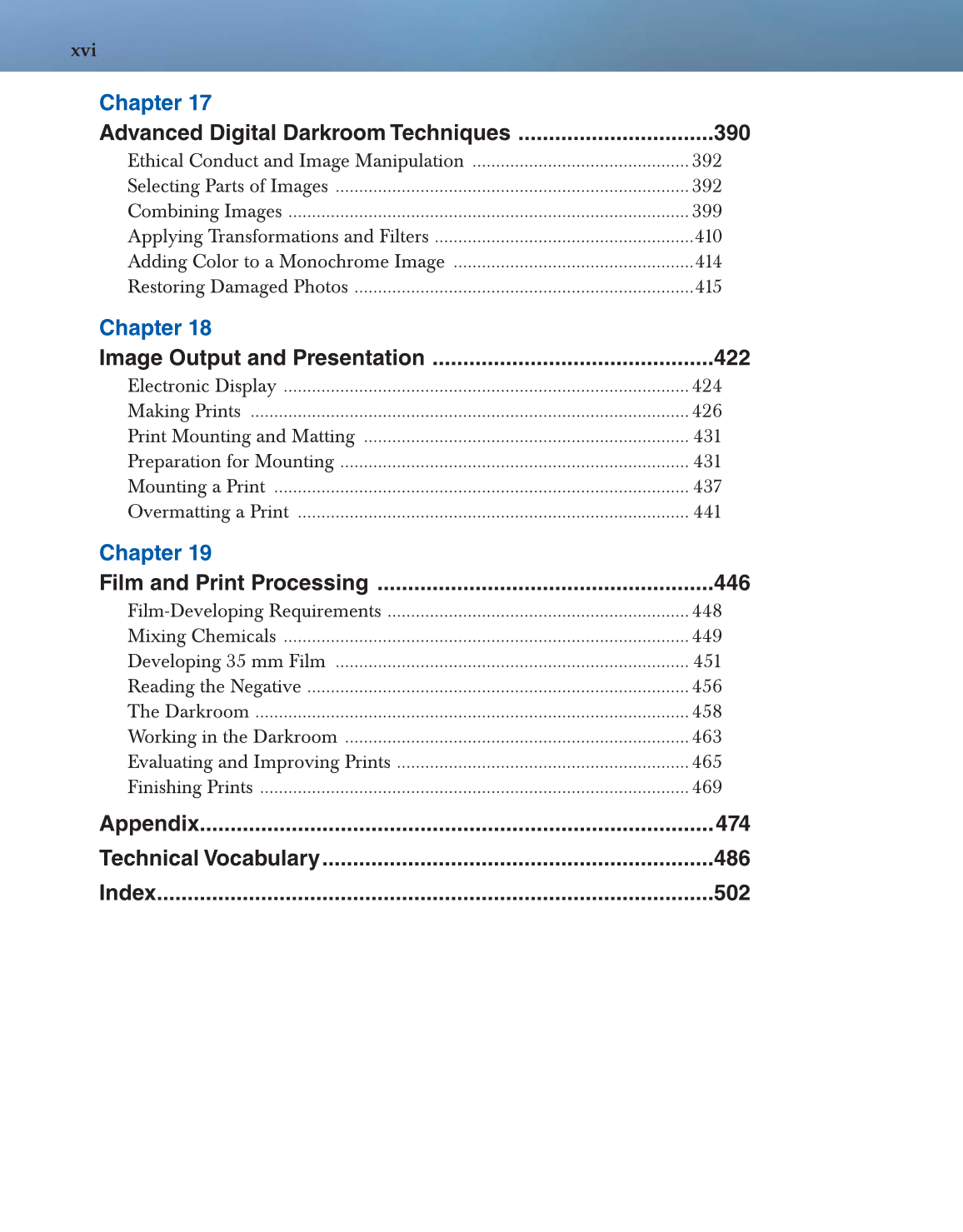 Photography: Portfolio to Profession, 3rd Edition page xvi