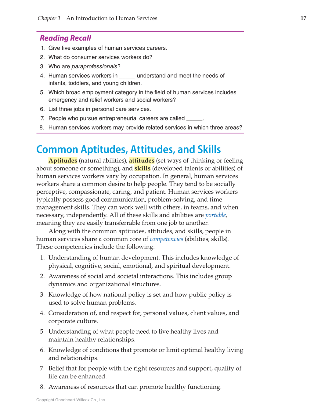 Principles of Human Services, 1st Edition page 17
