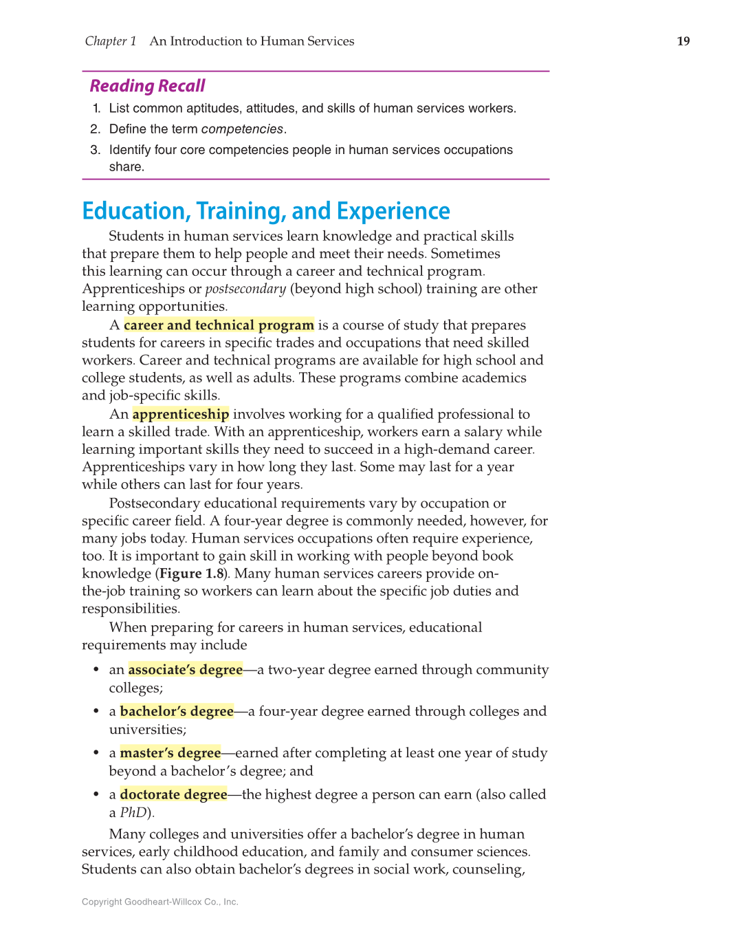 Principles of Human Services, 1st Edition page 19