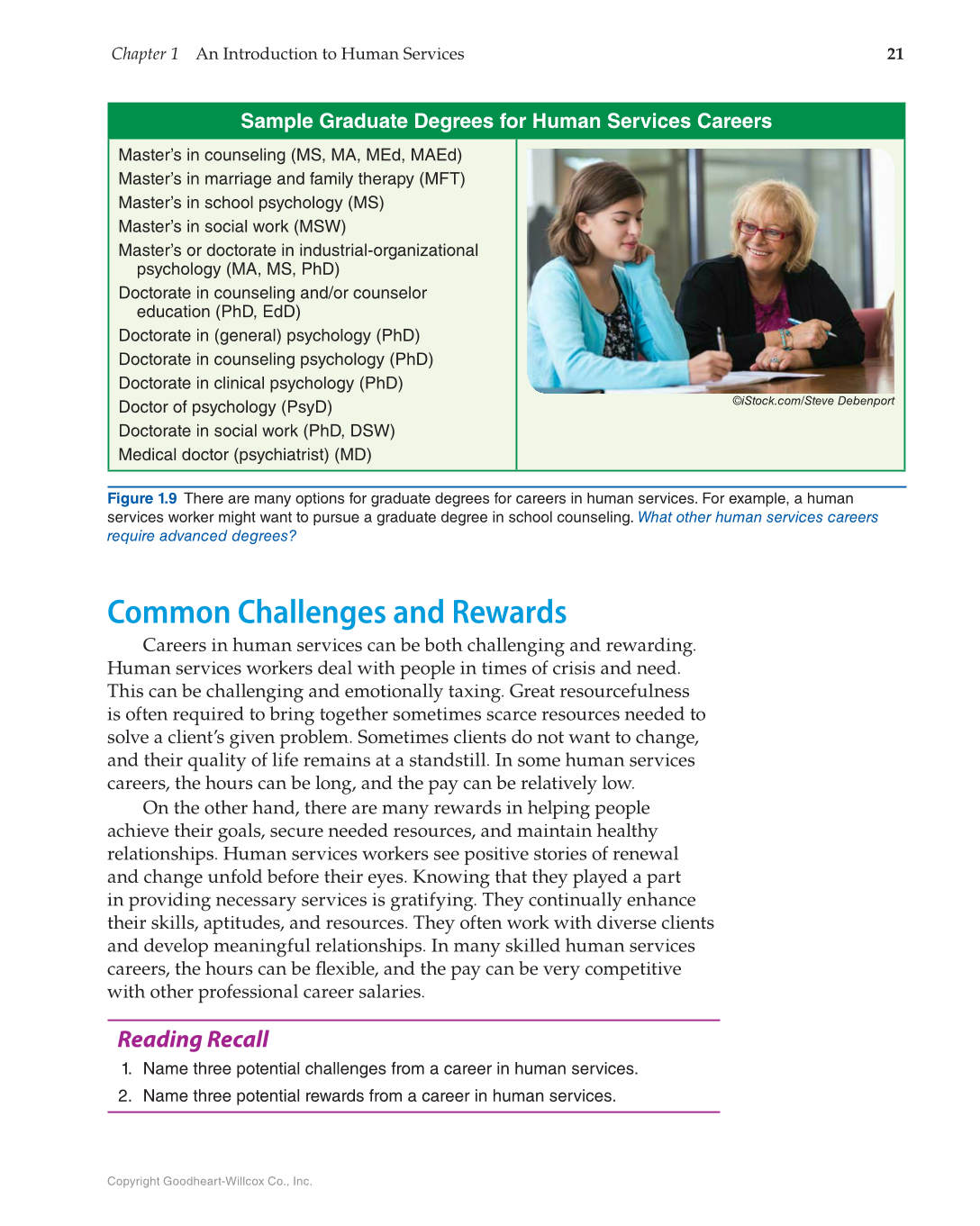 Principles of Human Services, 1st Edition page 21