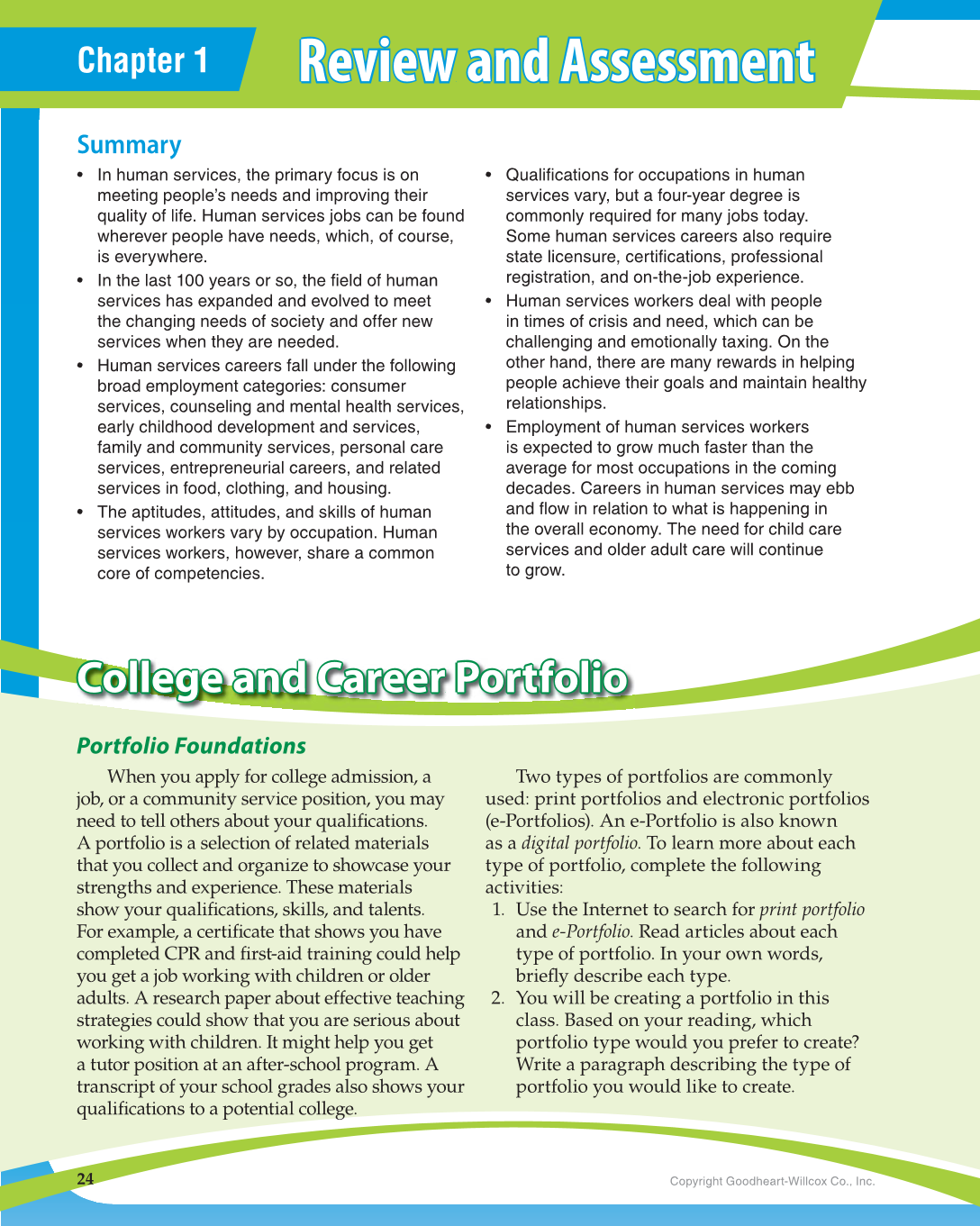 Principles of Human Services, 1st Edition page 24