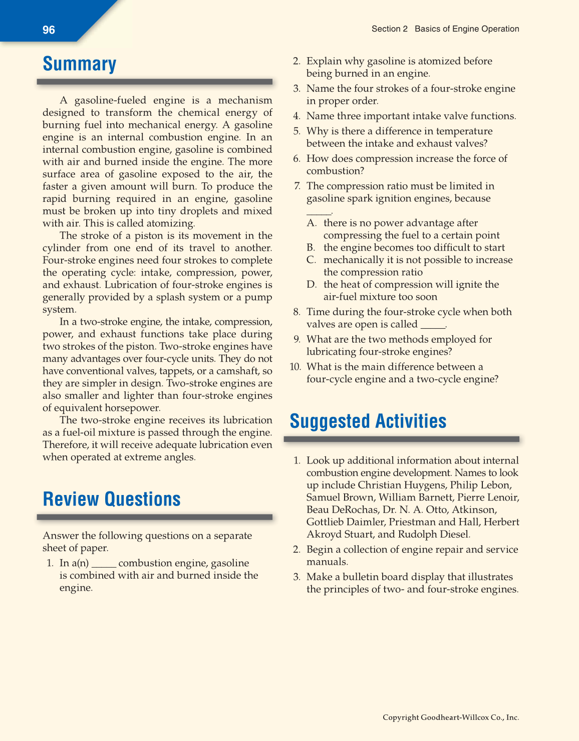 Small Gas Engines, 11th Edition page 96