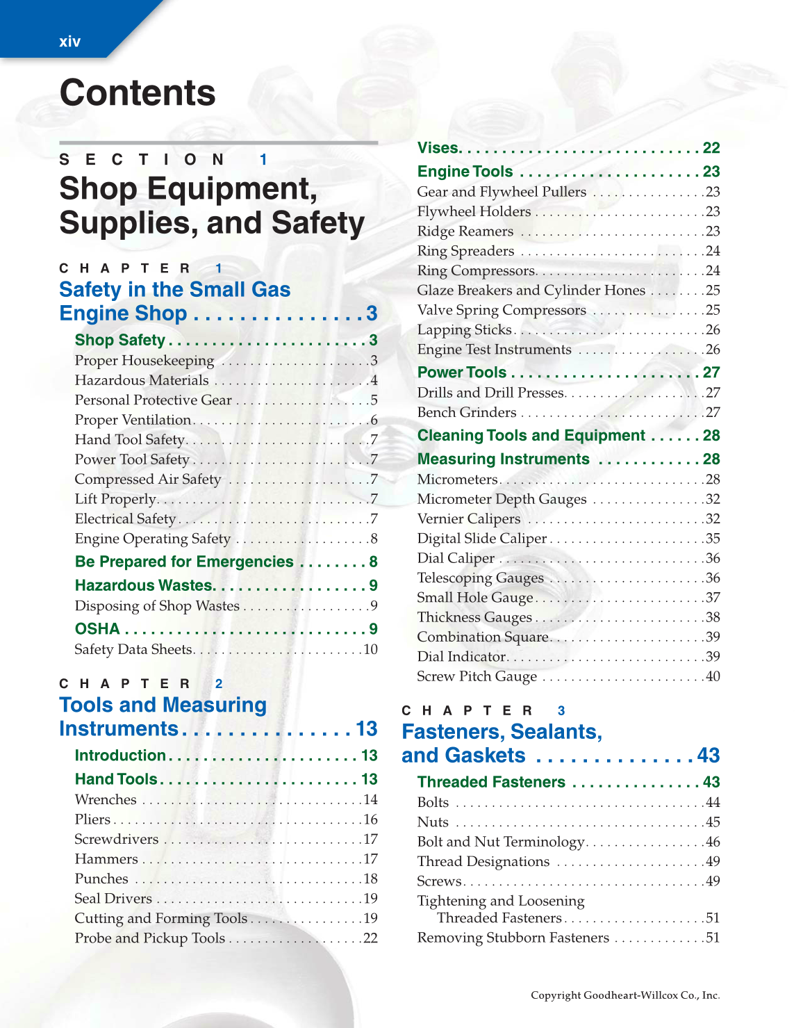 Small Gas Engines, 11th Edition page xiv