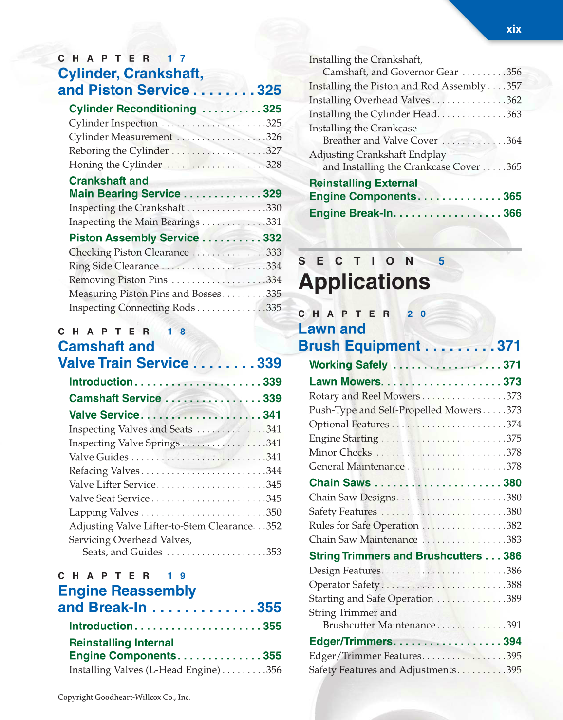 Small Gas Engines, 11th Edition page xix