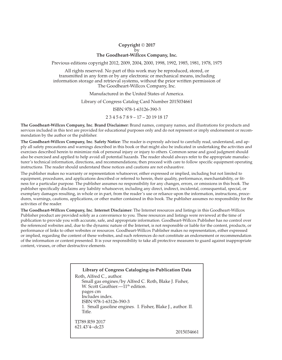 Small Gas Engines, 11th Edition page ii