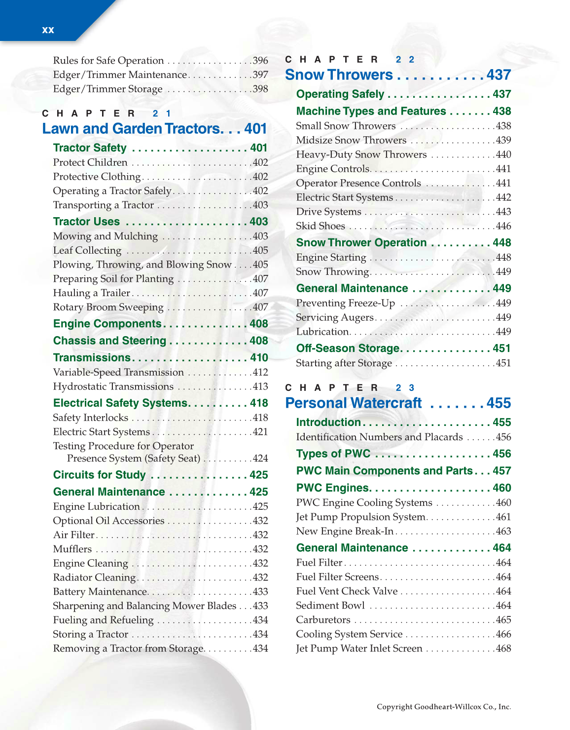 Small Gas Engines, 11th Edition page xx