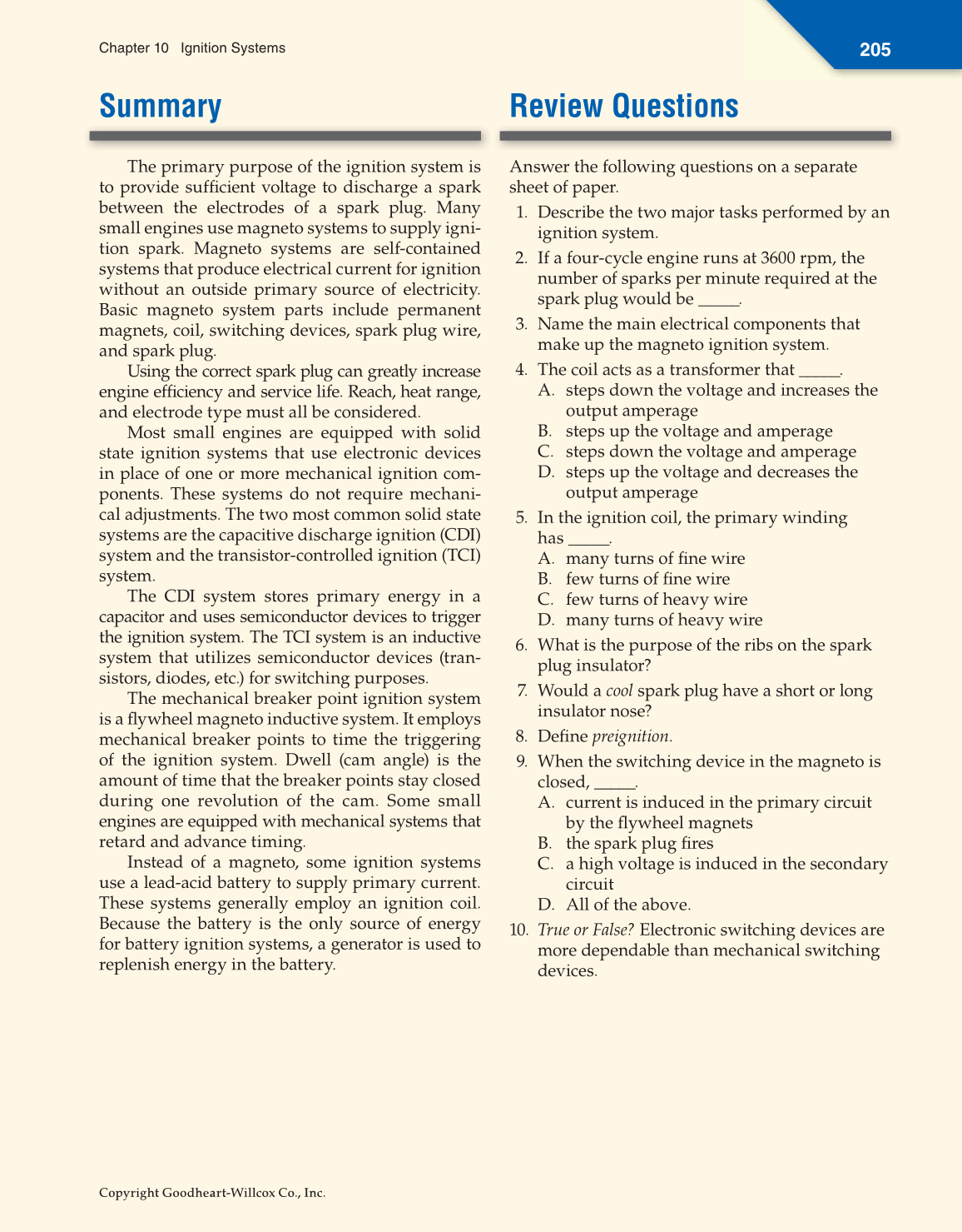 Small Gas Engines, 11th Edition page 205