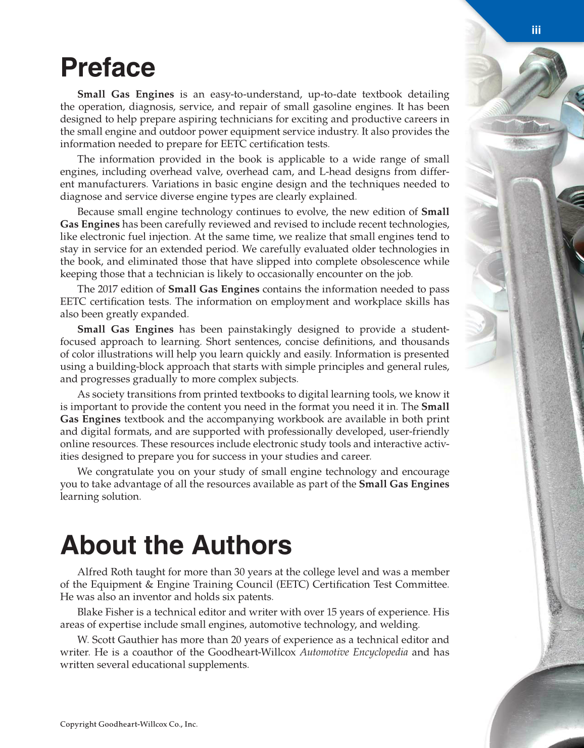 Small Gas Engines, 11th Edition page iii