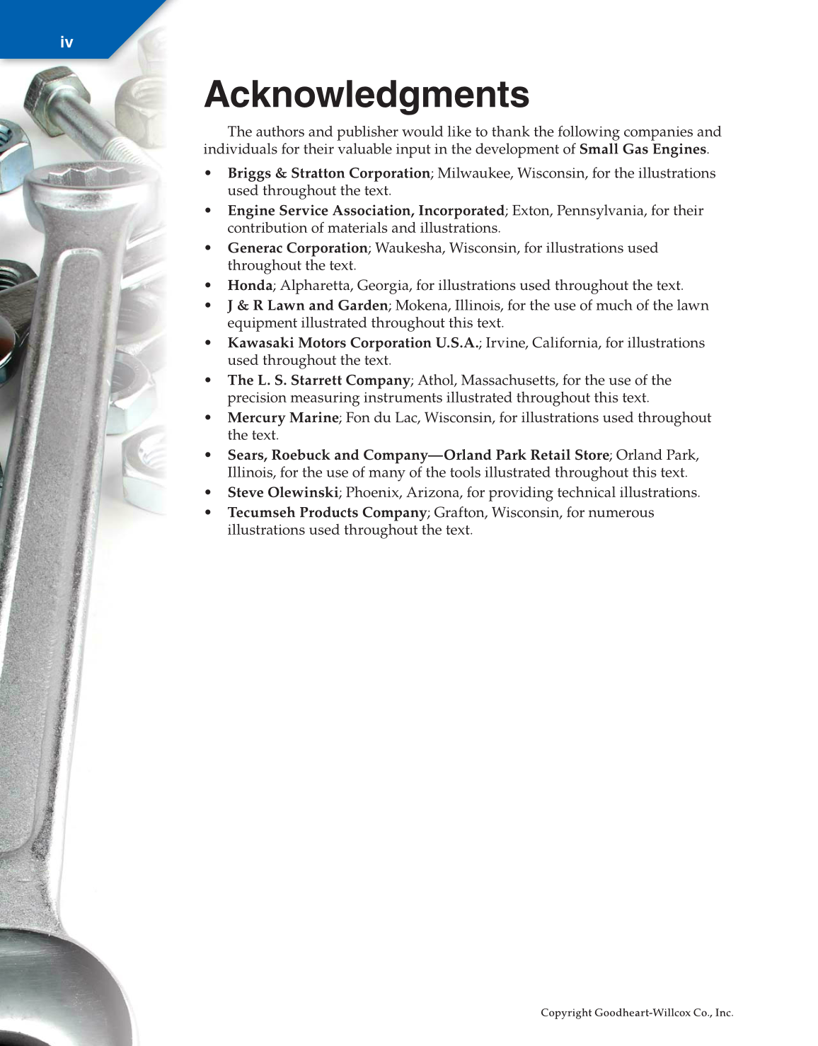 Small Gas Engines, 11th Edition page iv