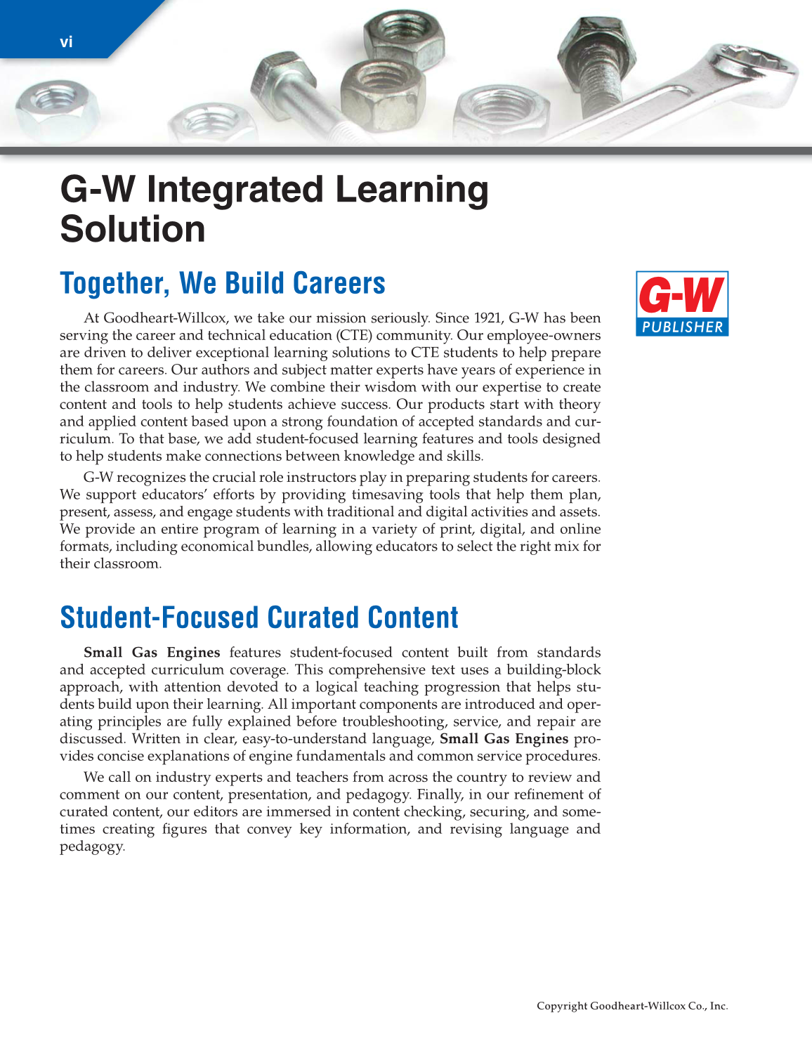 Small Gas Engines, 11th Edition page vi