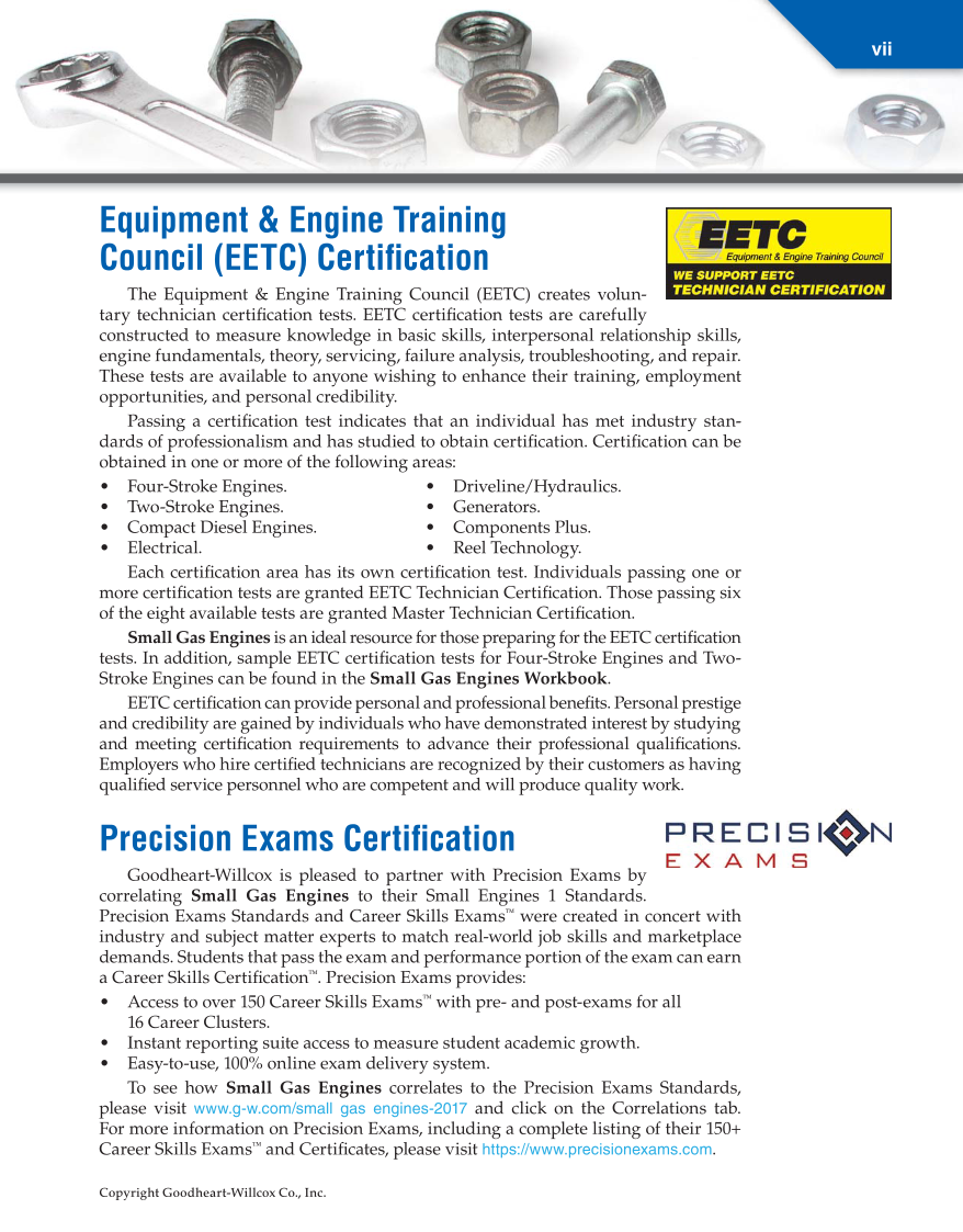 Small Gas Engines, 11th Edition page vii